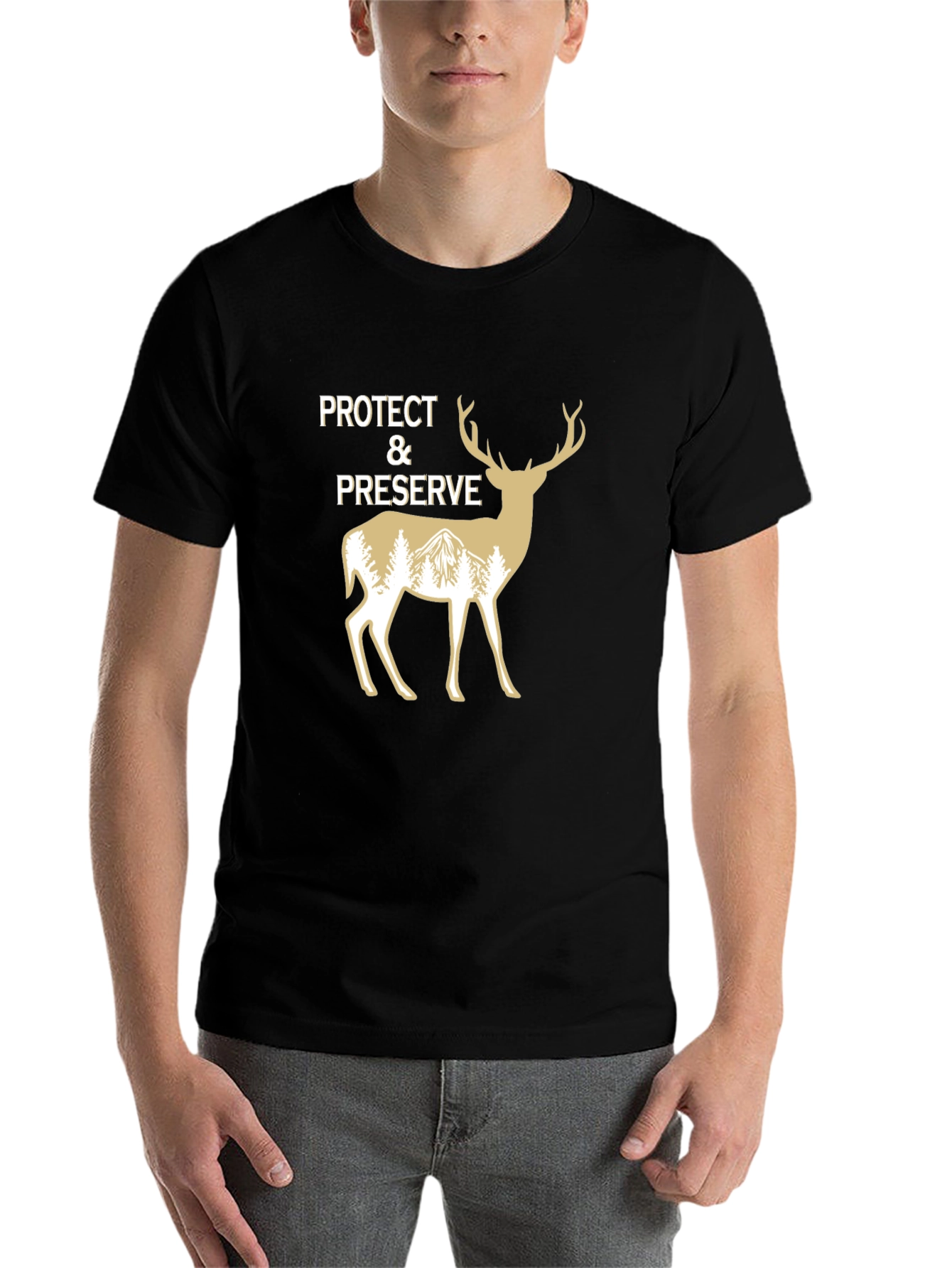 Black Protect & Preserve Deer Graphic T-Shirt view 7