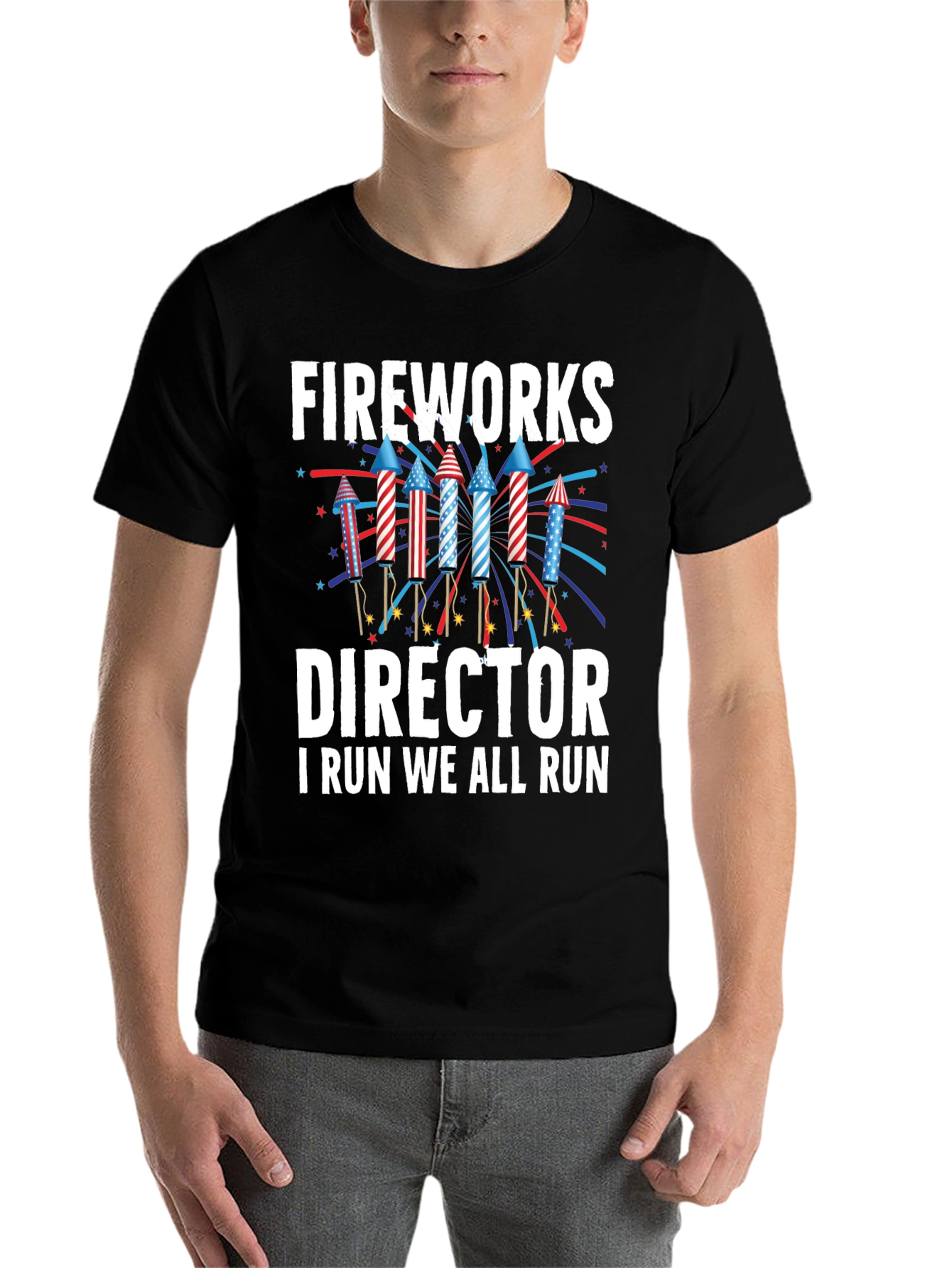 Black Fireworks Director T-Shirt - Funny 4th of July Tee view 7