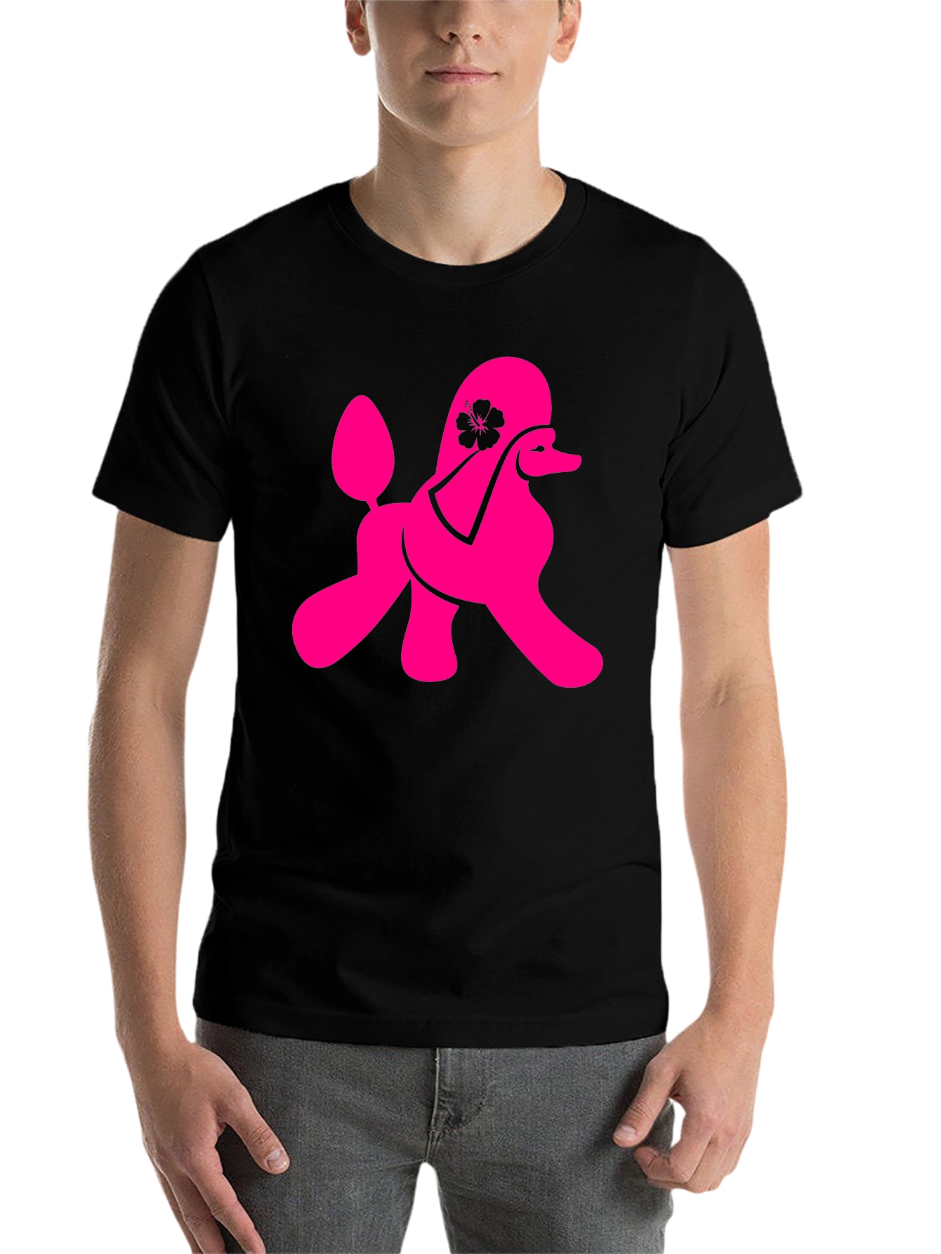 Black Poodle Graphic Tee - Black Cotton Blend T-Shirt view 7