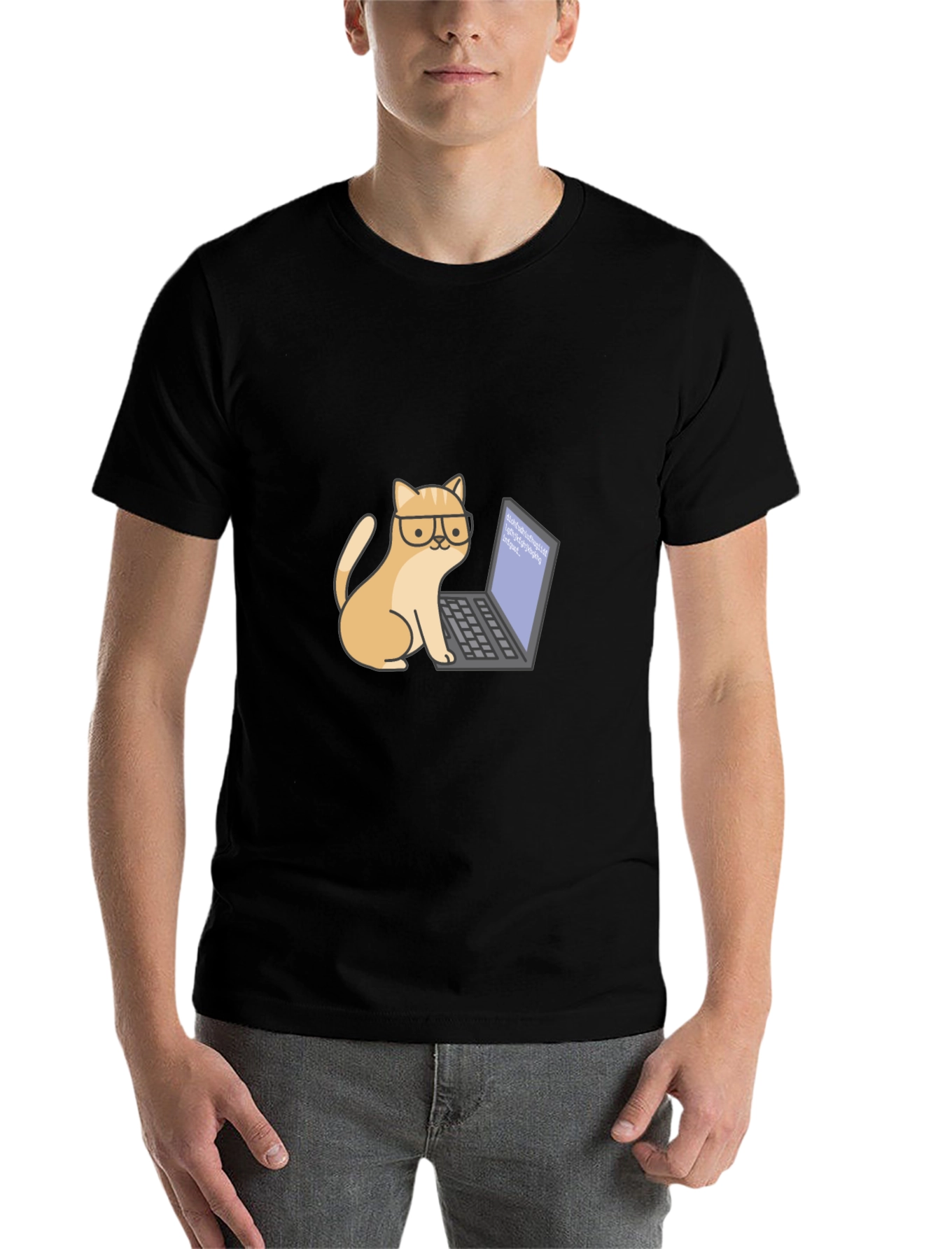 Black Cat Programmer T-Shirt - Cute & Geeky view 7
