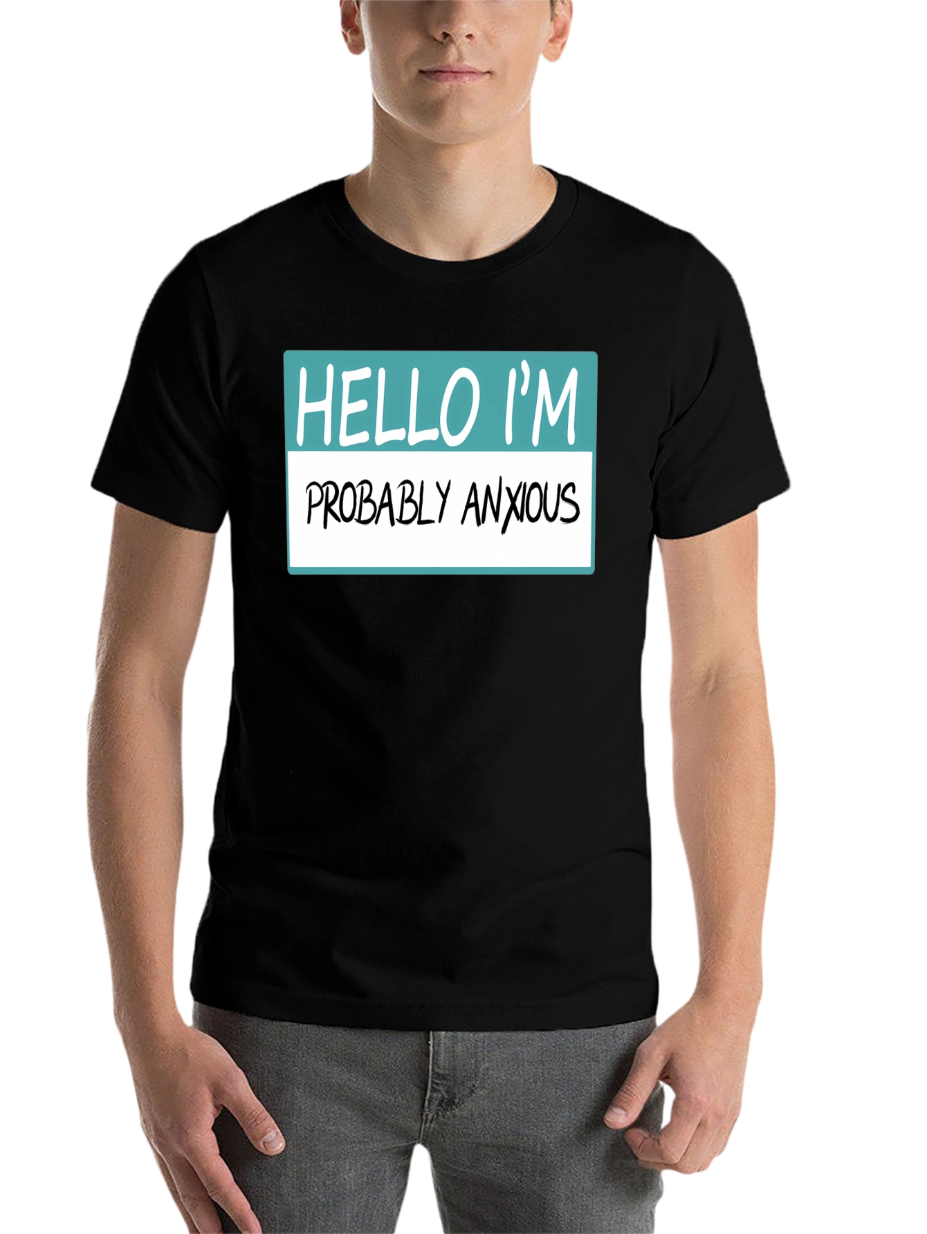 Black Anxious Humor T-Shirt - Novelty Graphic Tee view 7