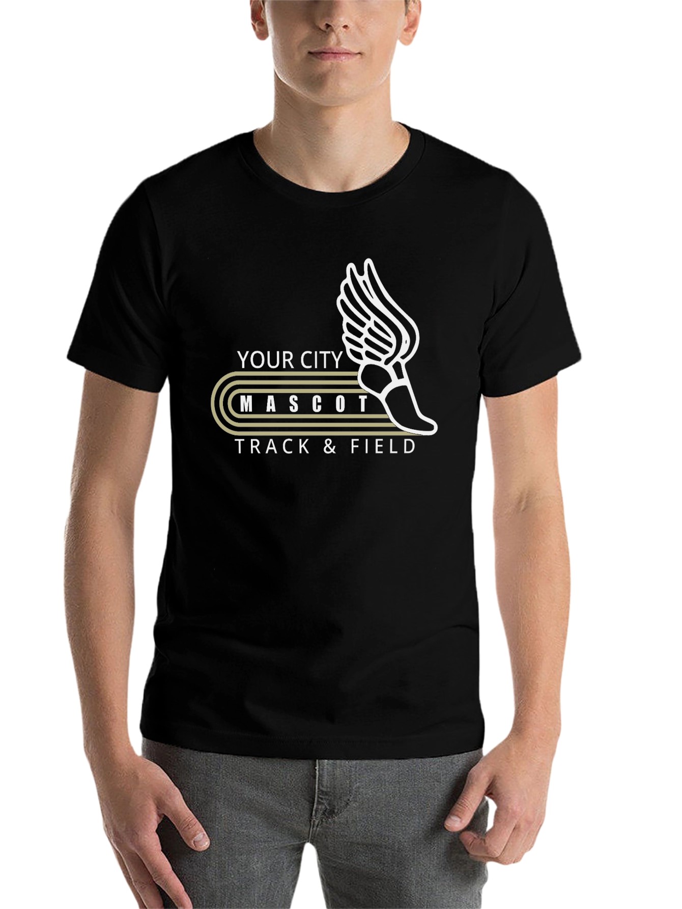 Black City Mascot Track & Field Graphic T-Shirt view 7