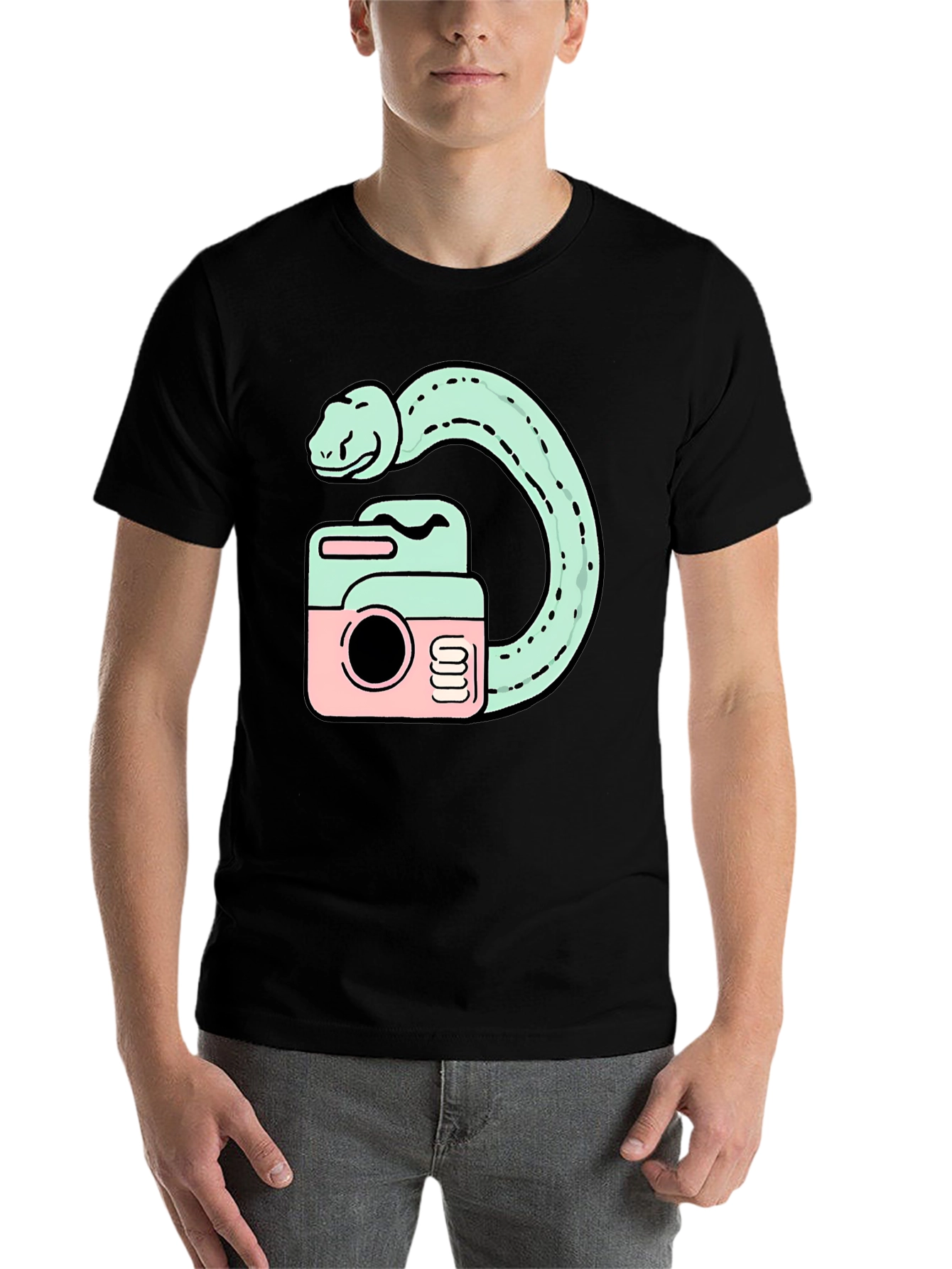 Black Snake Camera Graphic T-Shirt view 7