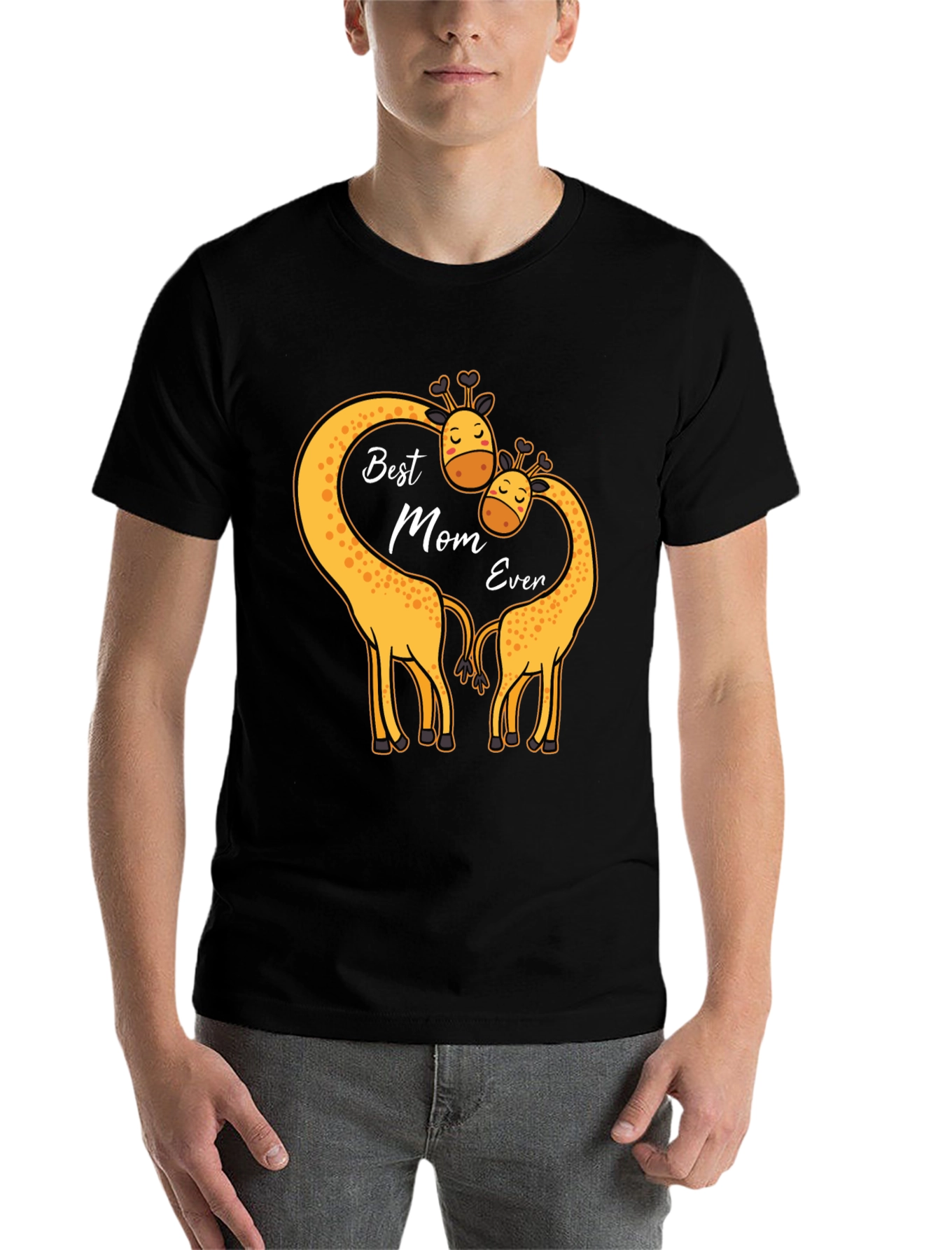 Black Best Mom Ever Giraffe T-Shirt view 7