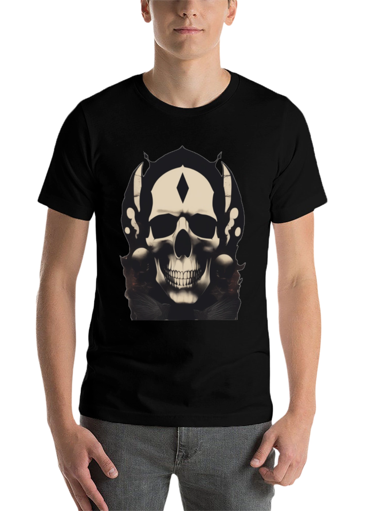 Black Skull Graphic Black T-Shirt view 7