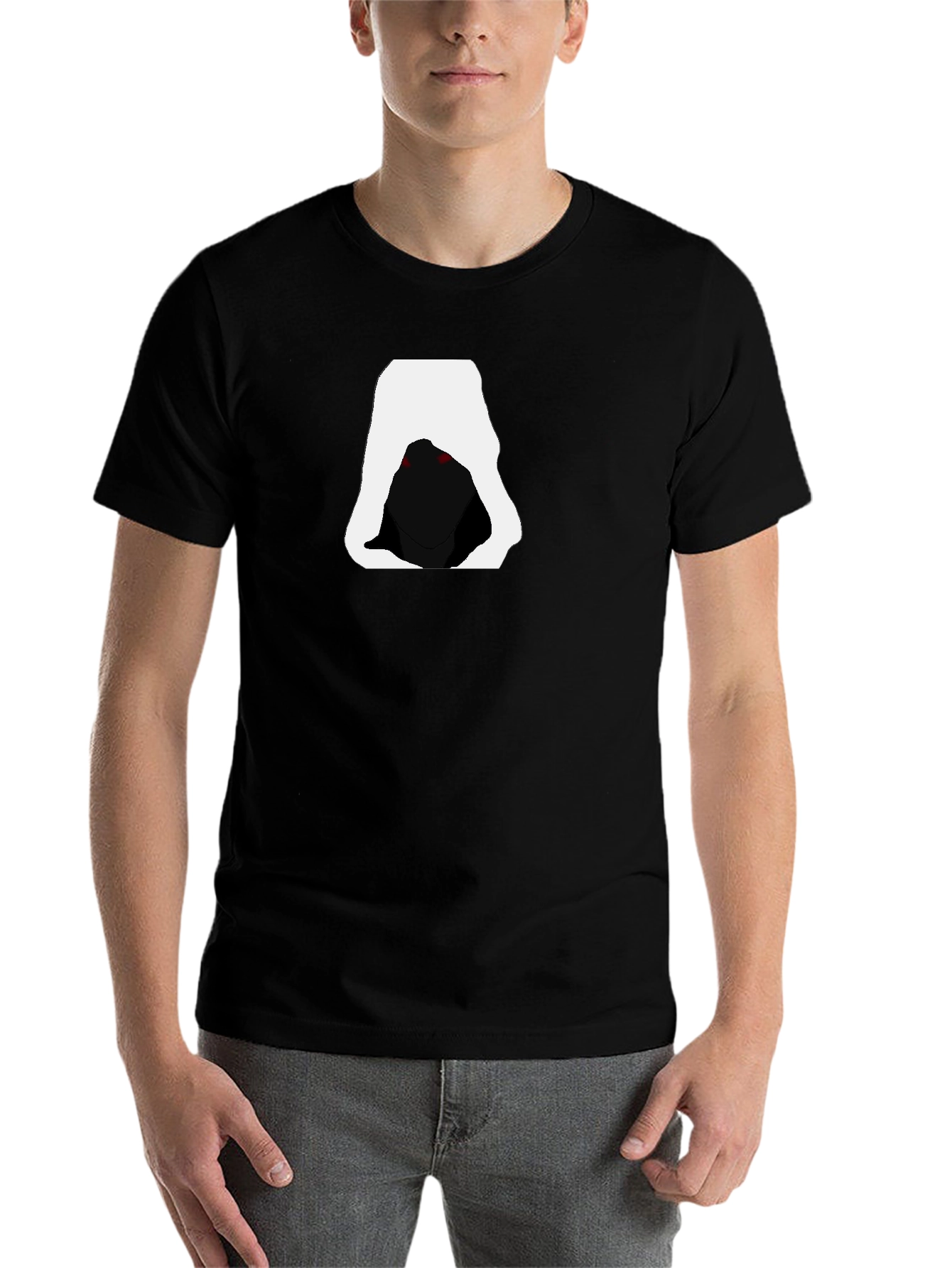 Black Hooded Figure Graphic Tee - Men's Black T-Shirt view 7