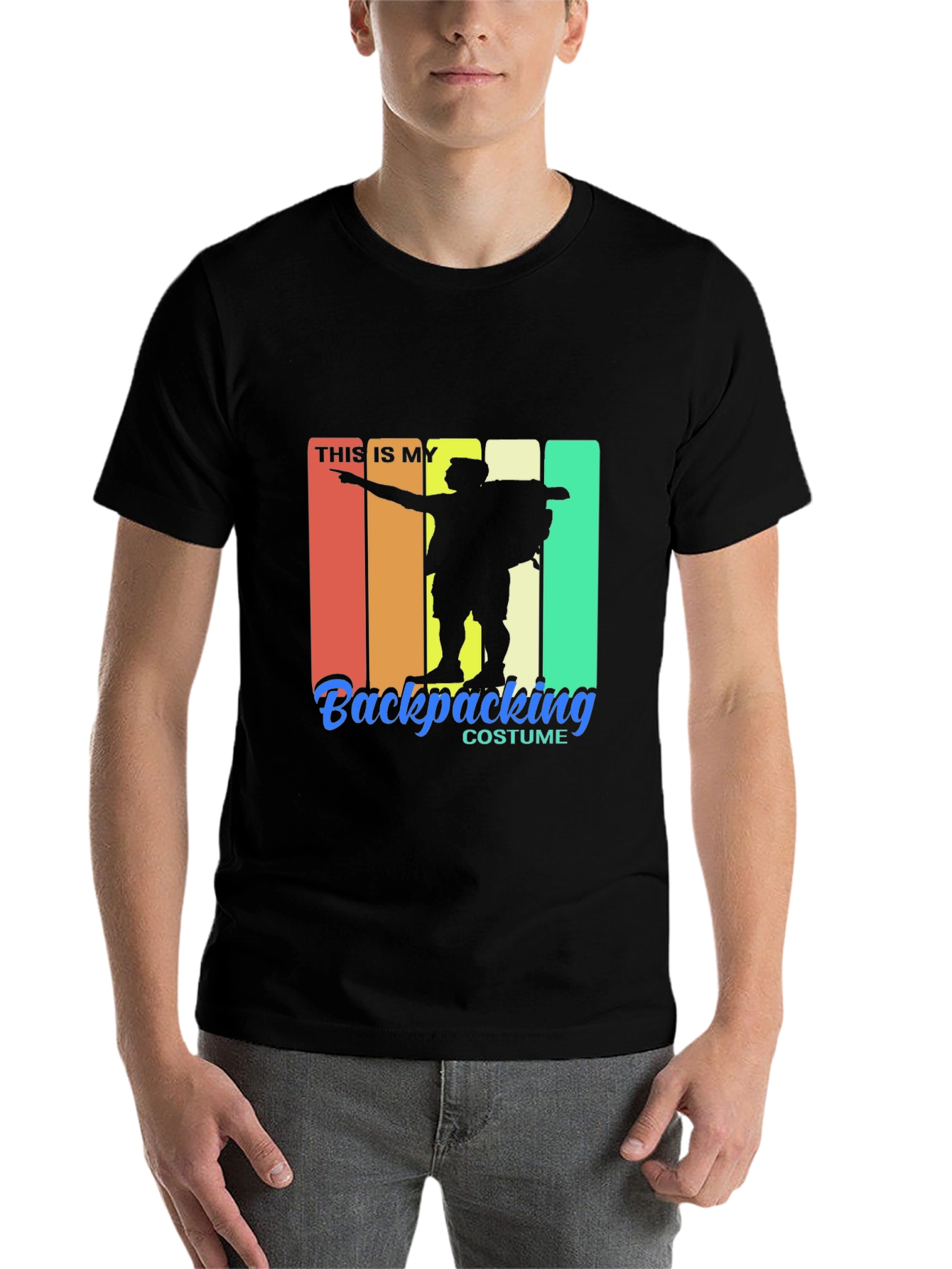 Black Backpacking Costume T-Shirt view 7