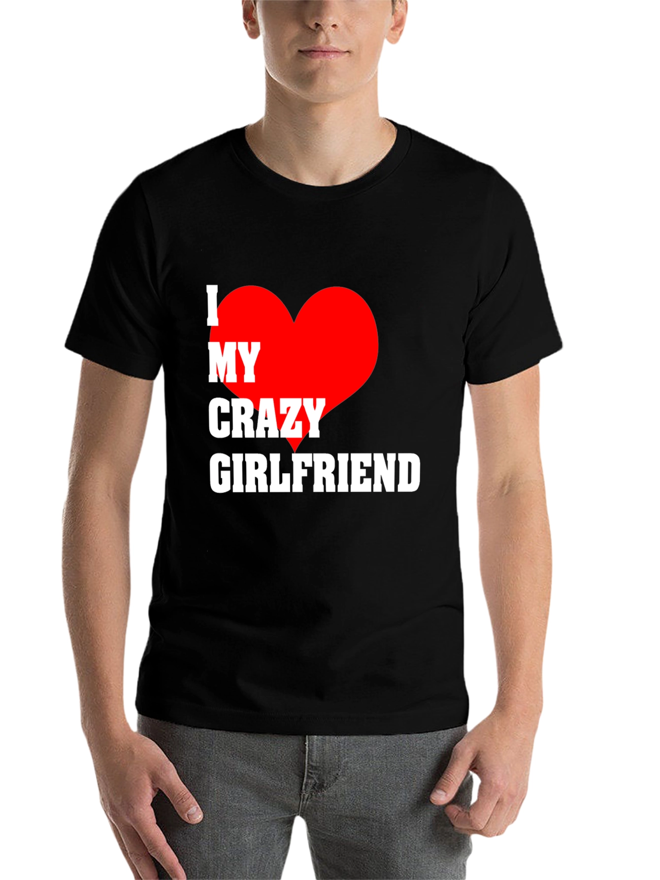 Black I Heart My Crazy Girlfriend Men's T-Shirt view 7