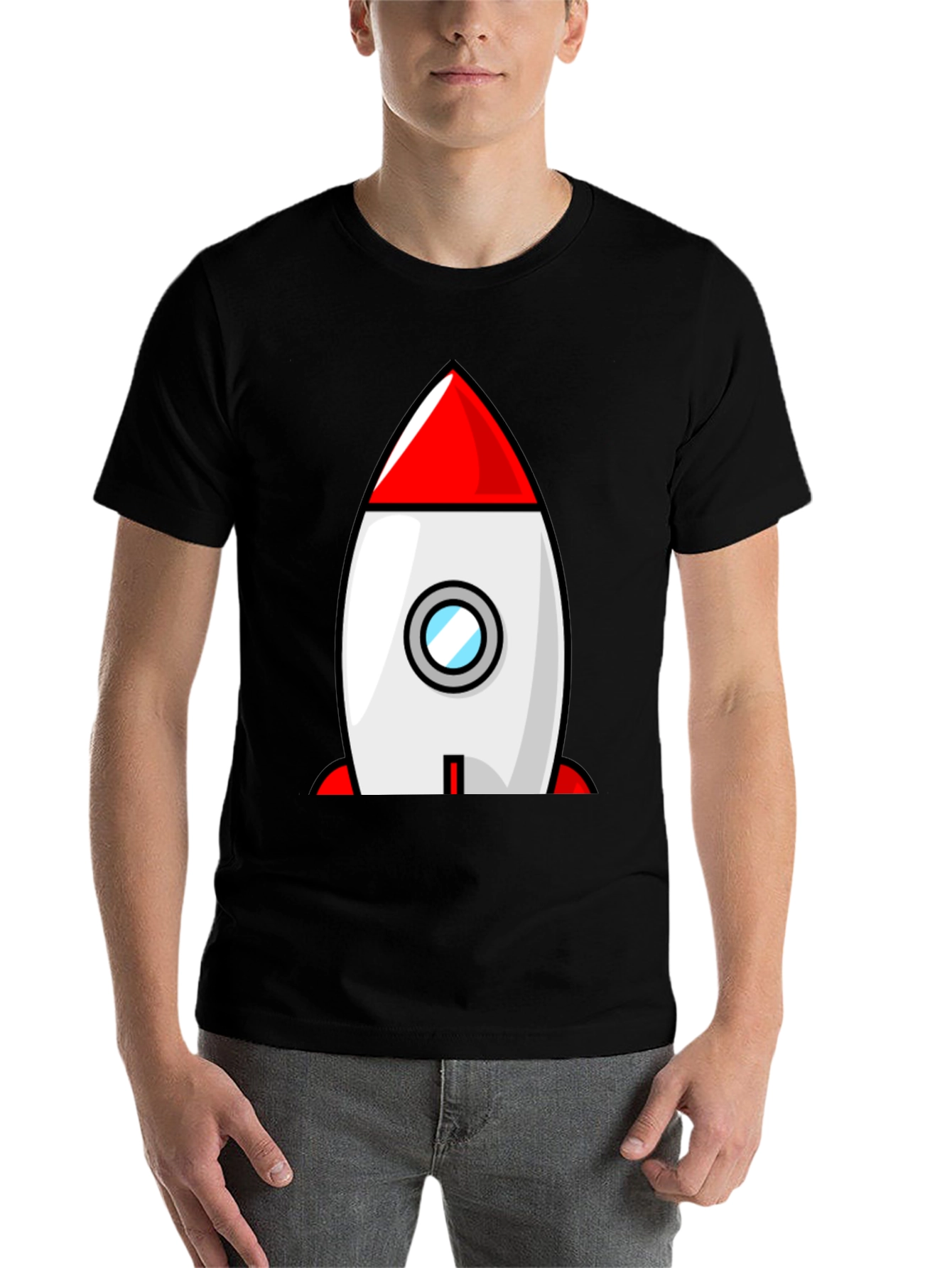 Black Rocket Ship Graphic Tee - Blast Off in Style! view 7