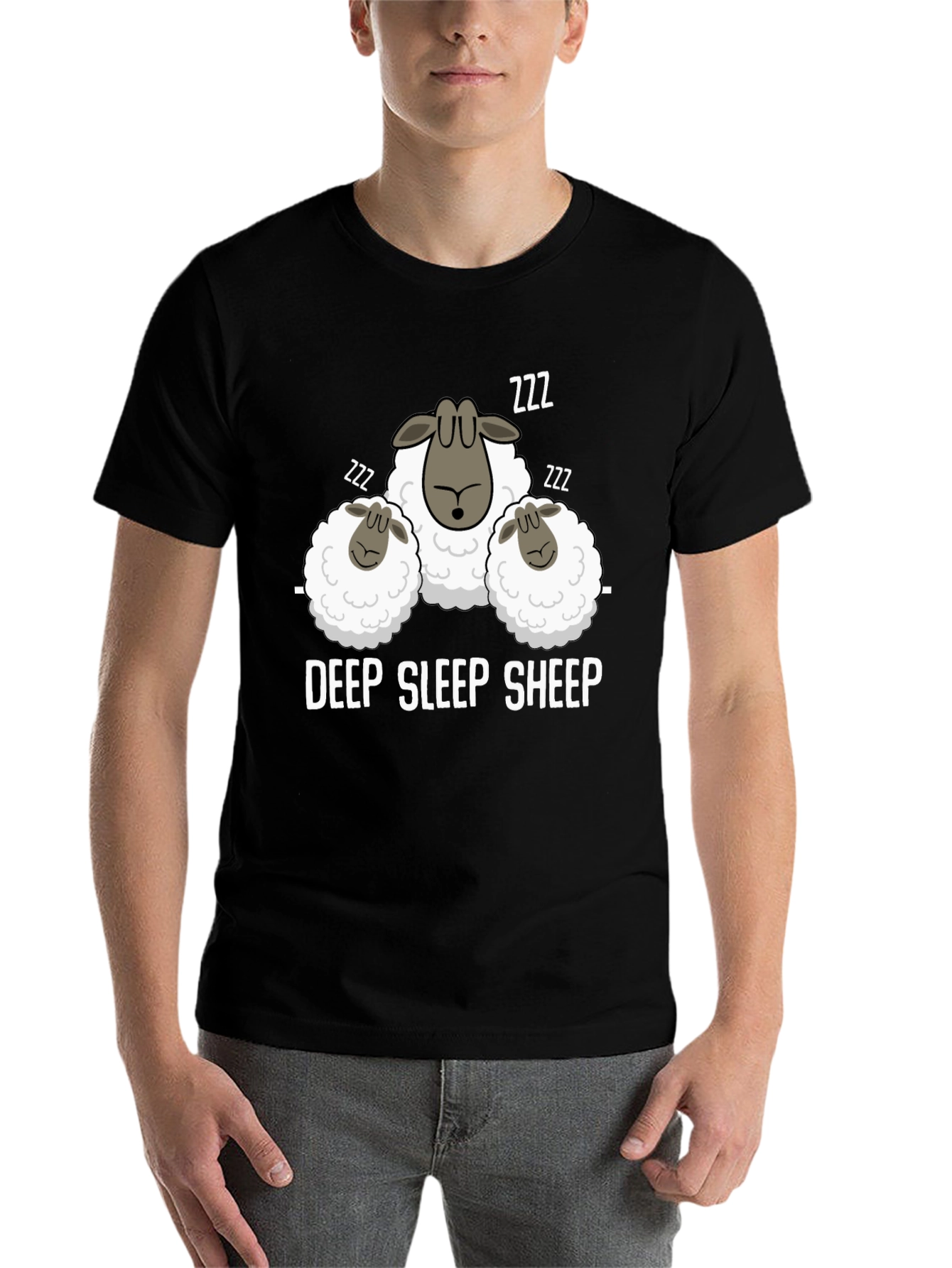 Black Deep Sleep Sheep T-Shirt -  Comfy & Fun view 7