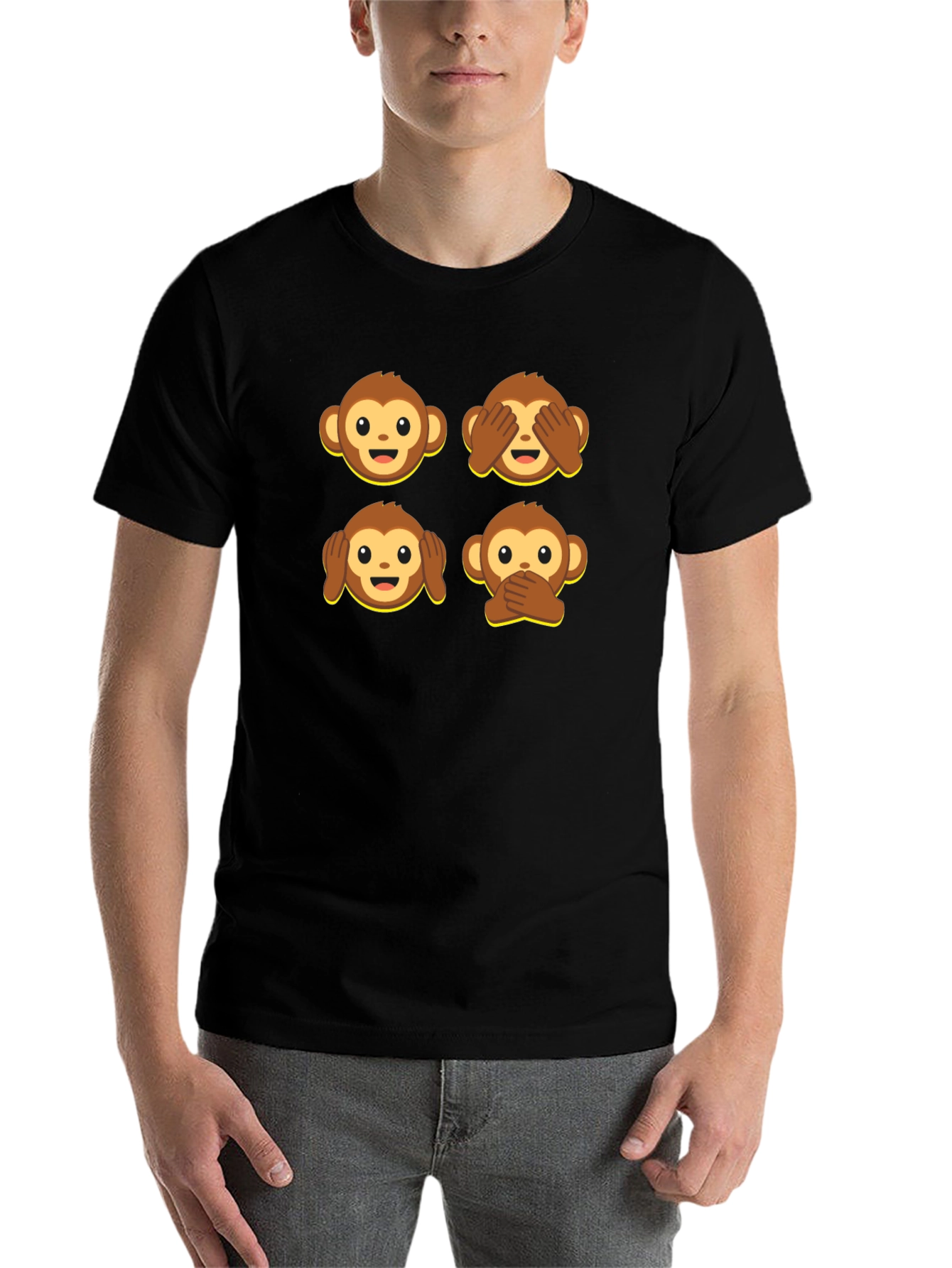 Emoji Monkey Graphic Tee - Hear, See, Speak No Evil T-Shirt - 7