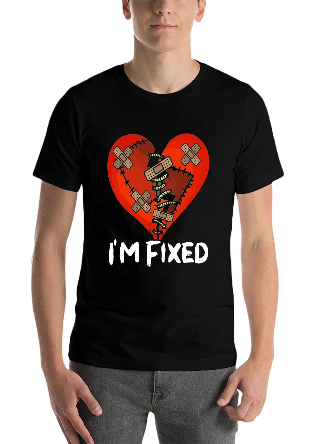 Black I'm Fixed Broken Heart T-Shirt view 7