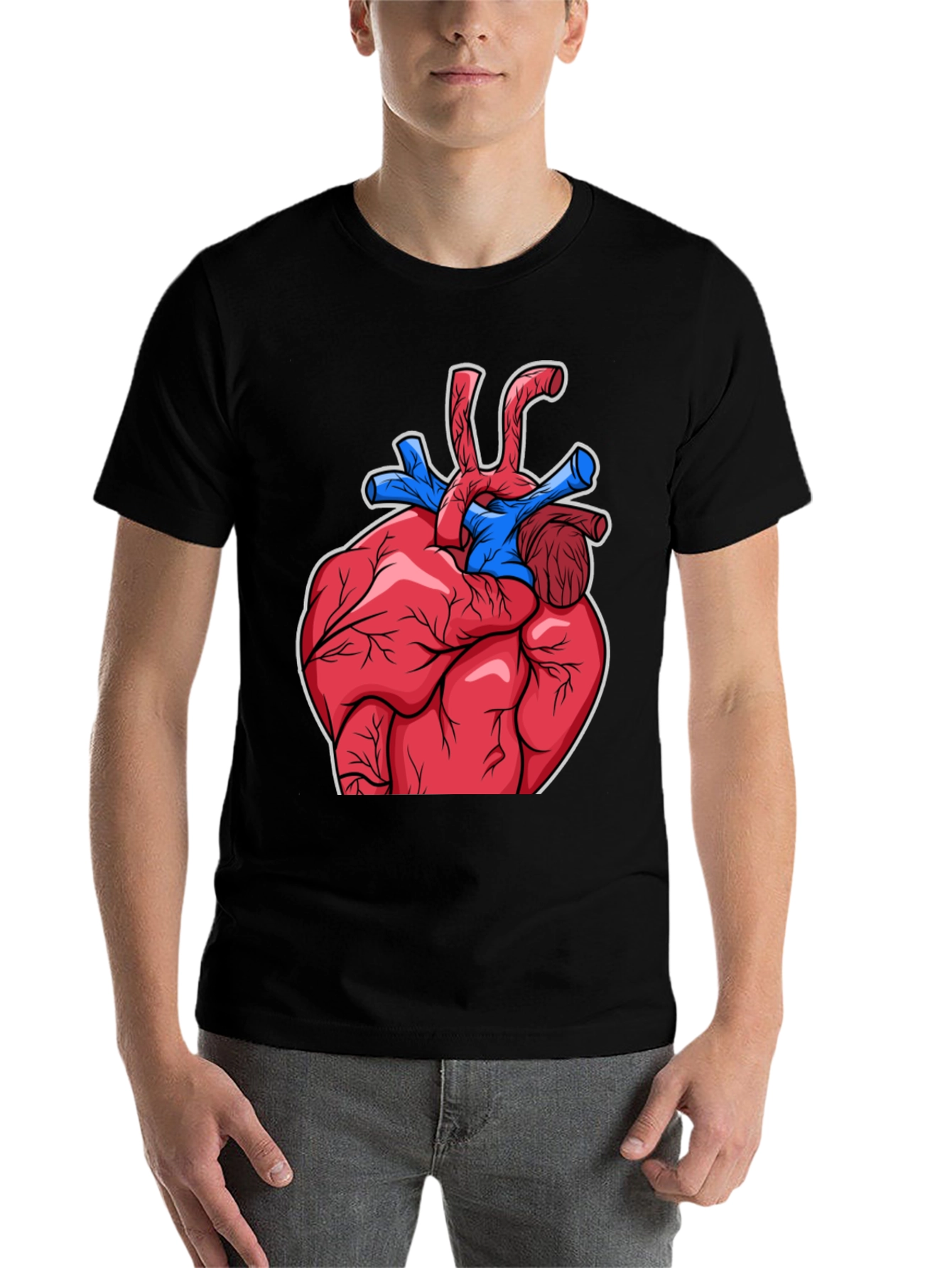 Black Anatomical Heart Graphic T-Shirt - Bold Design view 7