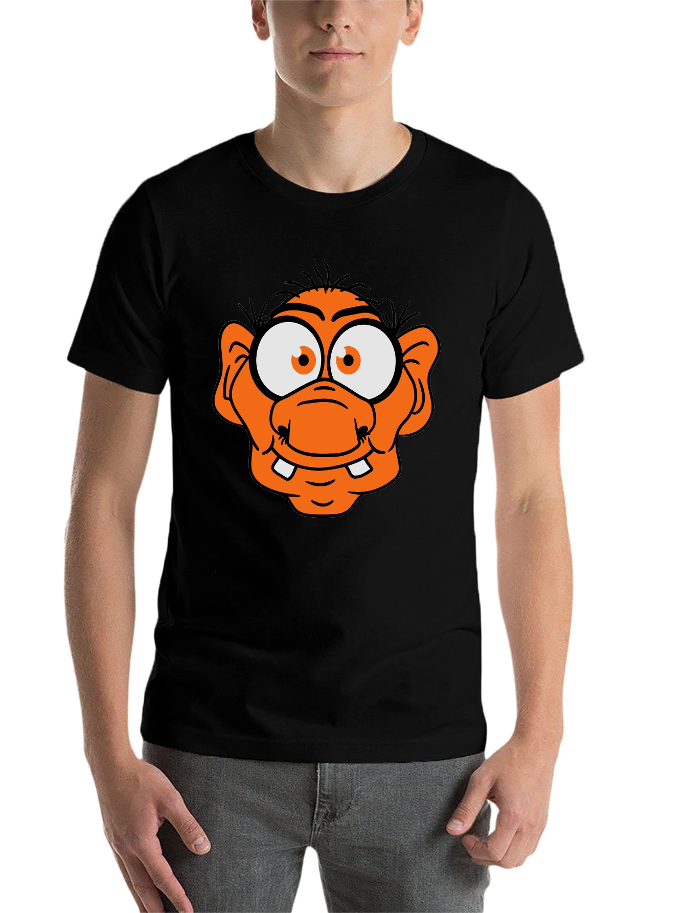 Black Funny Orange Cartoon Character Graphic Tee view 7