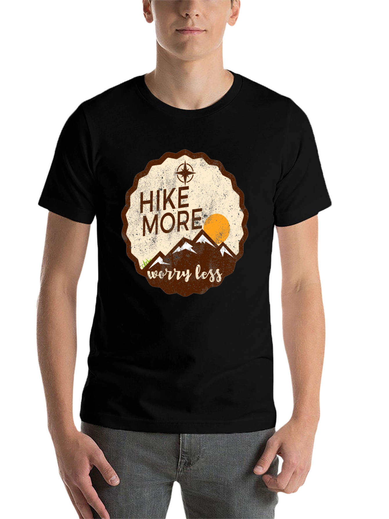 Black Hike More Worry Less Graphic Tee - Adventure Awaits view 7