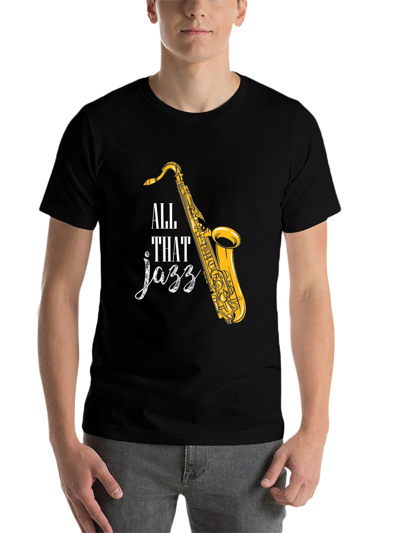 Black All That Jazz Saxophone Graphic T-Shirt view 7