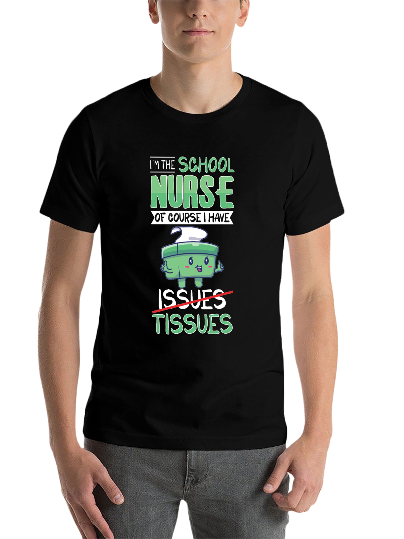 Black School Nurse Humor T-Shirt: Issues & Tissues Graphic Tee view 7