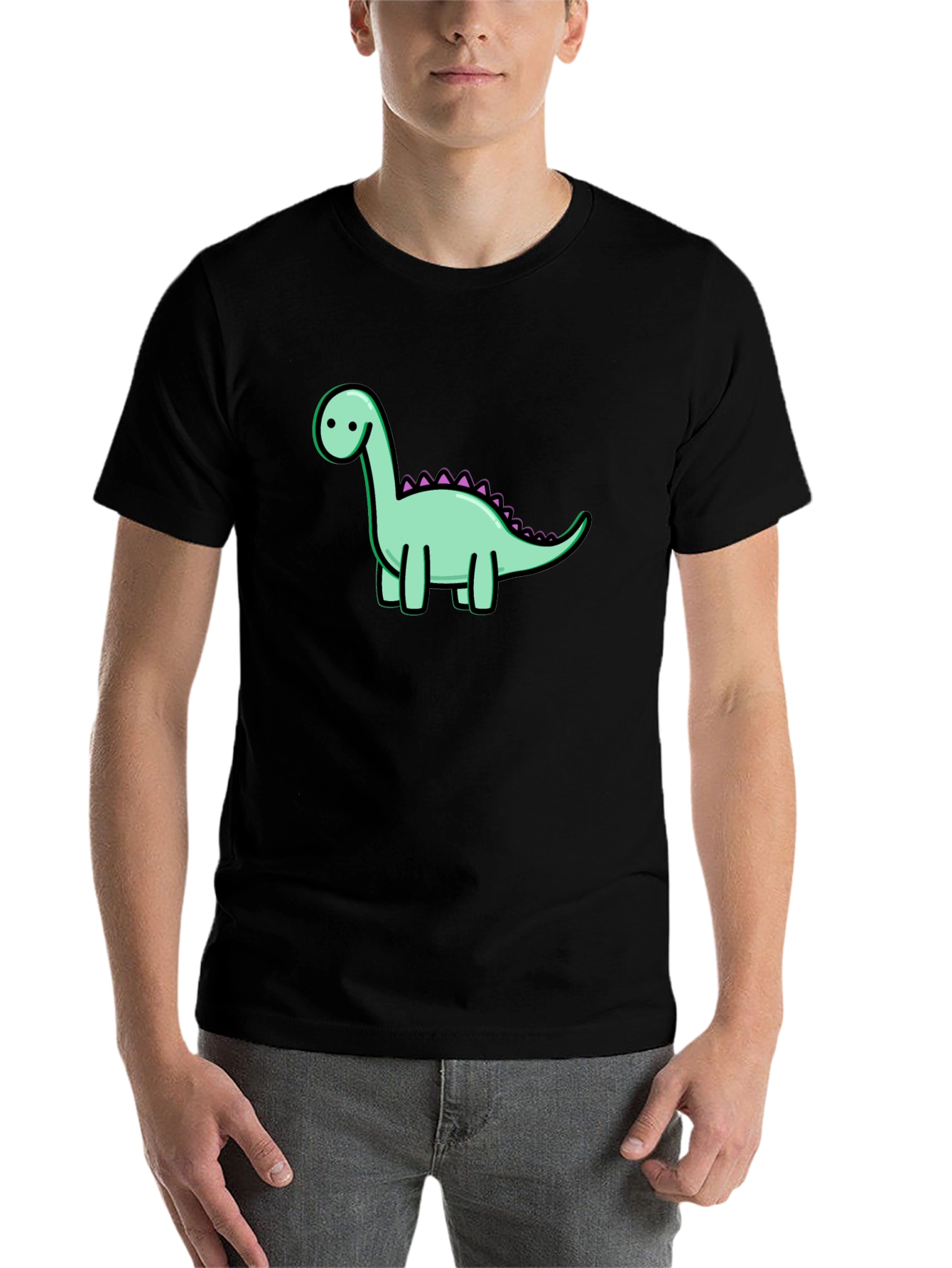 Black Dinosaur Graphic Tee - Casual Cotton T-Shirt view 7