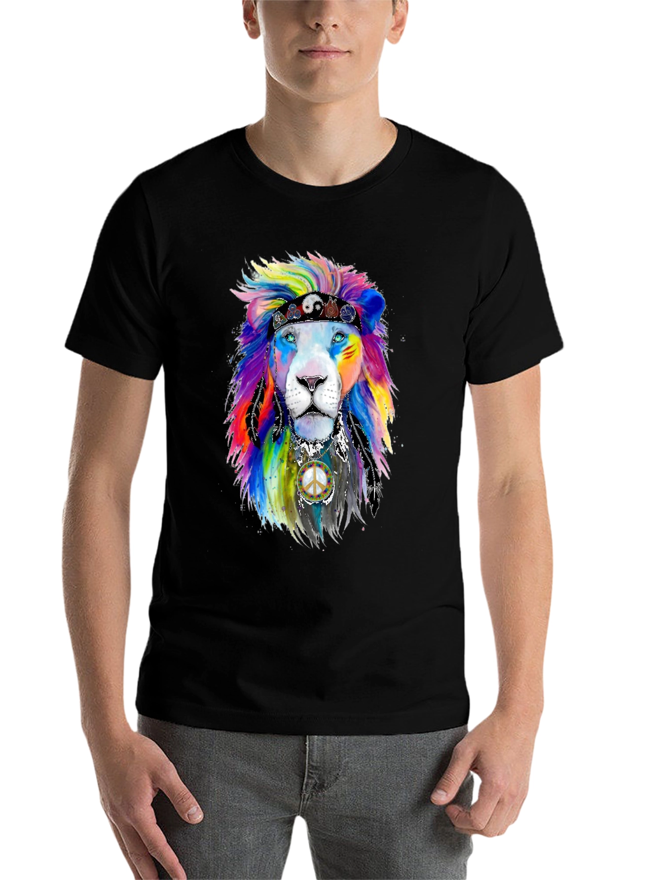 Black Rainbow Lion Graphic Tee view 7