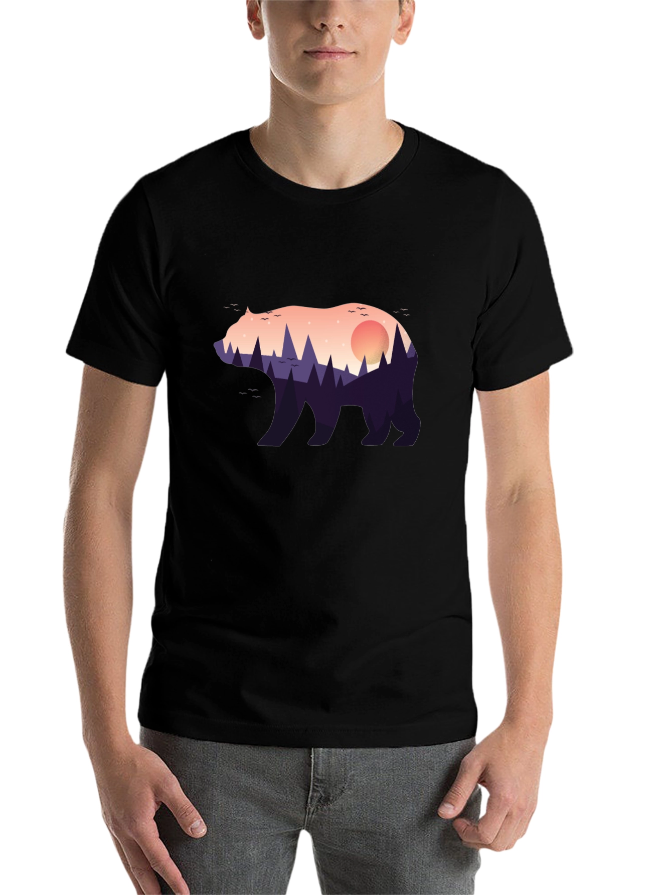 Black Nature Bear Graphic Tee - Stylish Menswear view 7