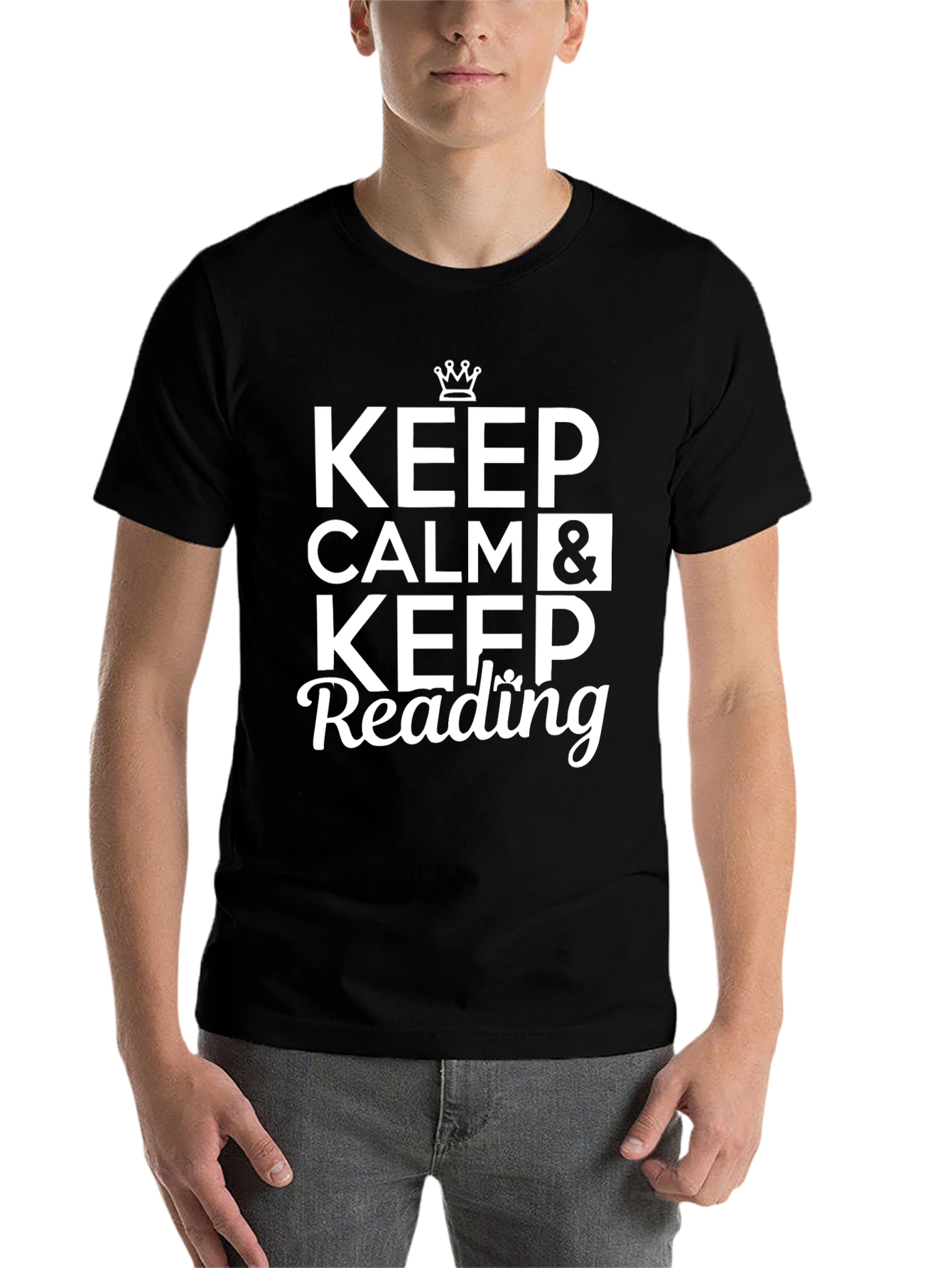 Black Keep Calm and Keep Reading T-Shirt view 7