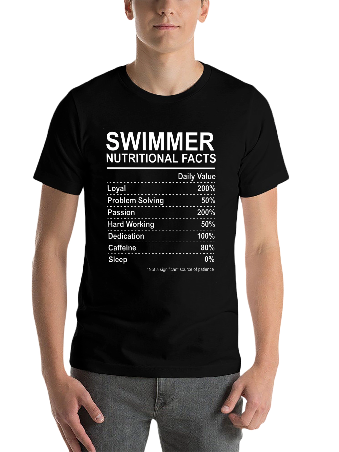 Black Swimmer Nutritional Facts T-Shirt view 7
