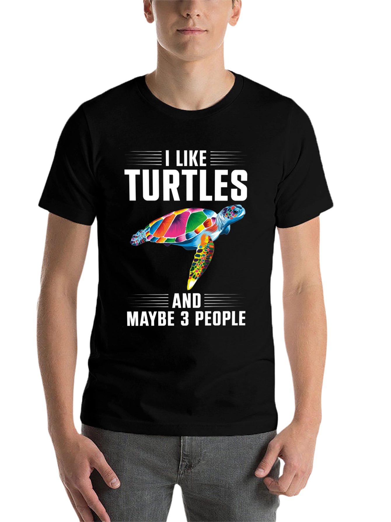 Black I Like Turtles T-Shirt - Funny Sea Turtle Graphic Tee view 7