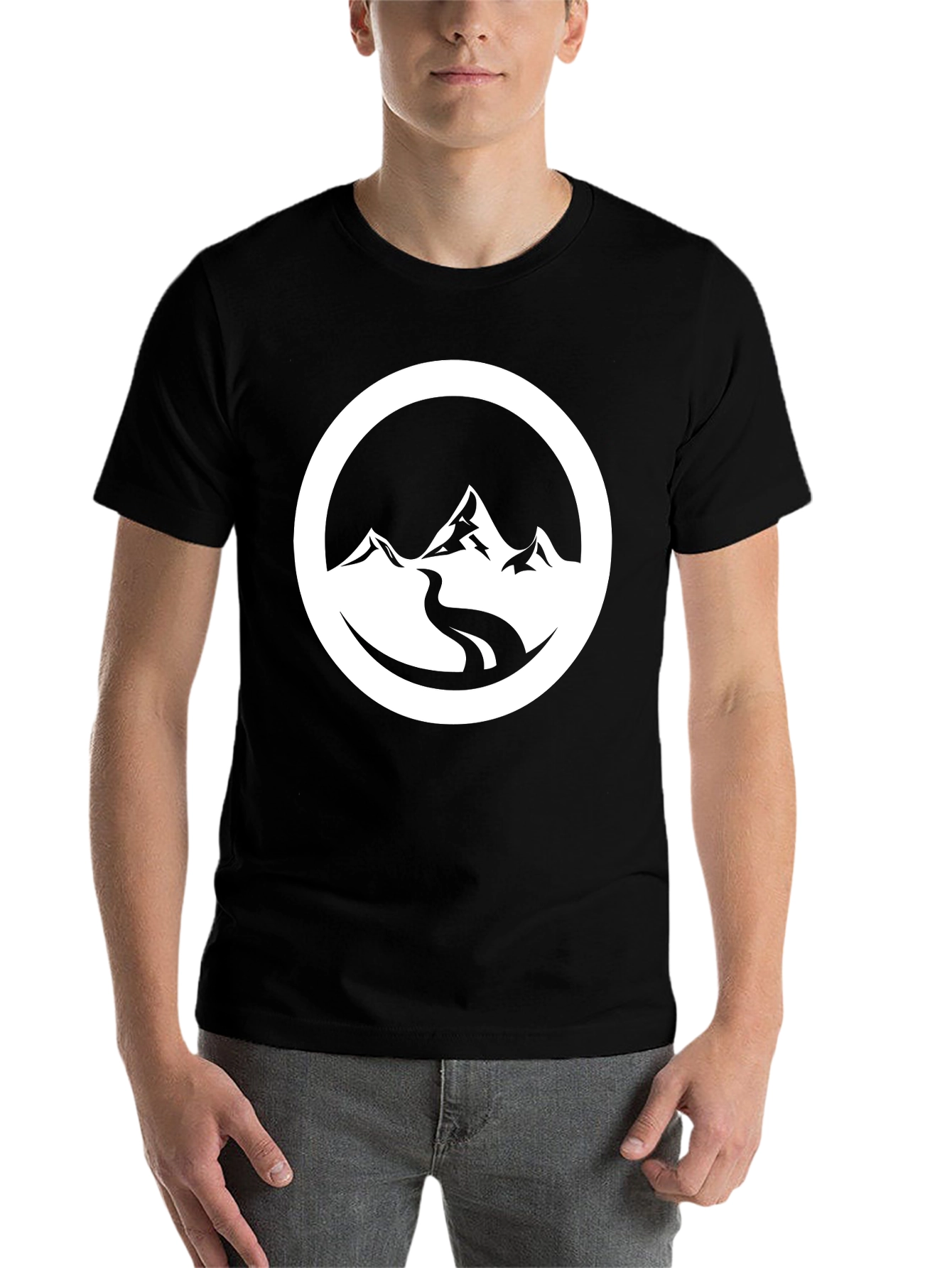 Black Mountain River Graphic Black T-Shirt view 7
