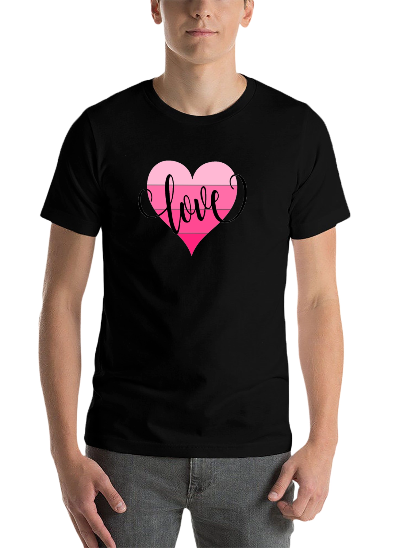 Black Love Heart Graphic Tee - Black view 7