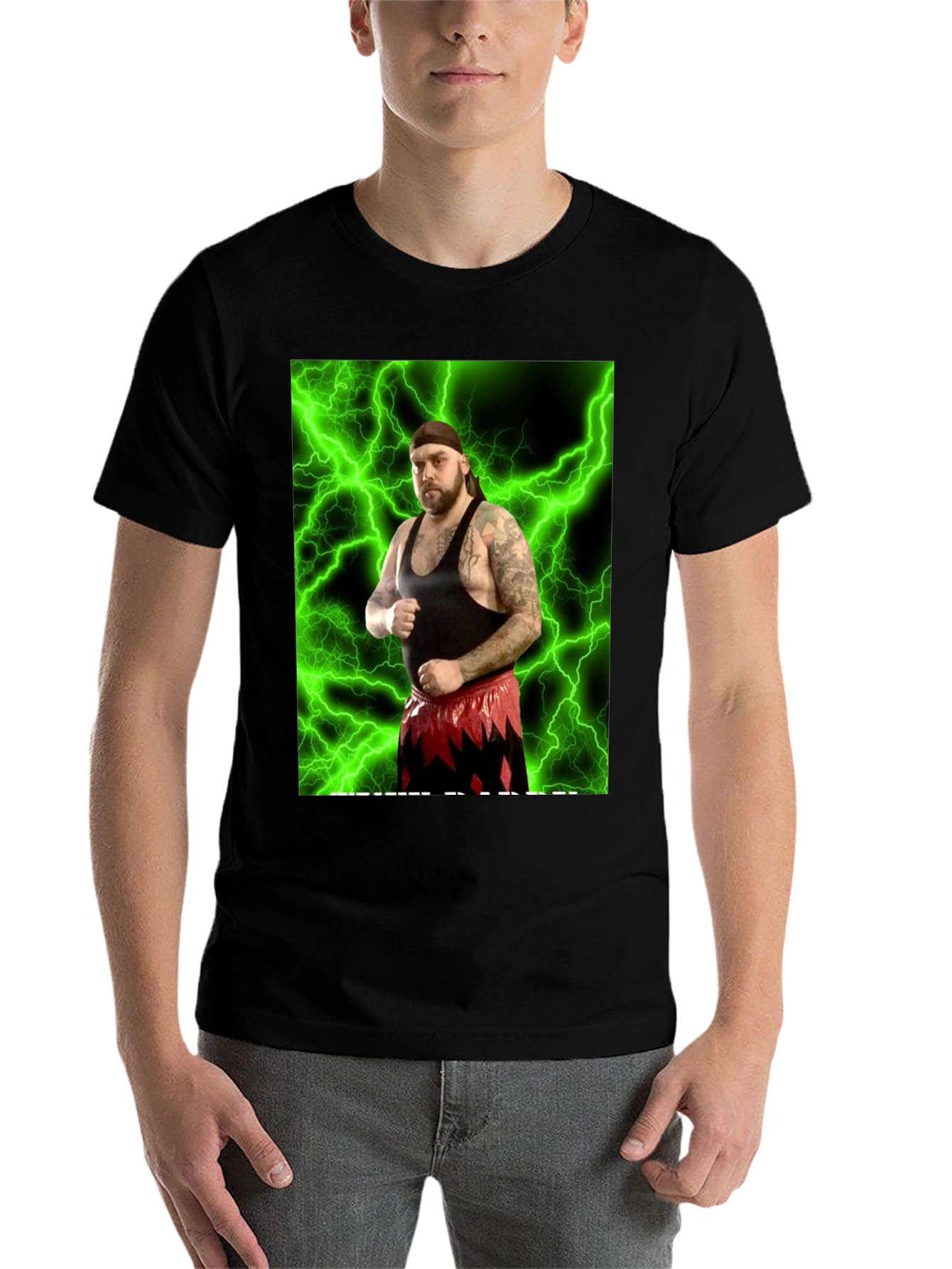 Black Wrestler Graphic Black T-Shirt view 7