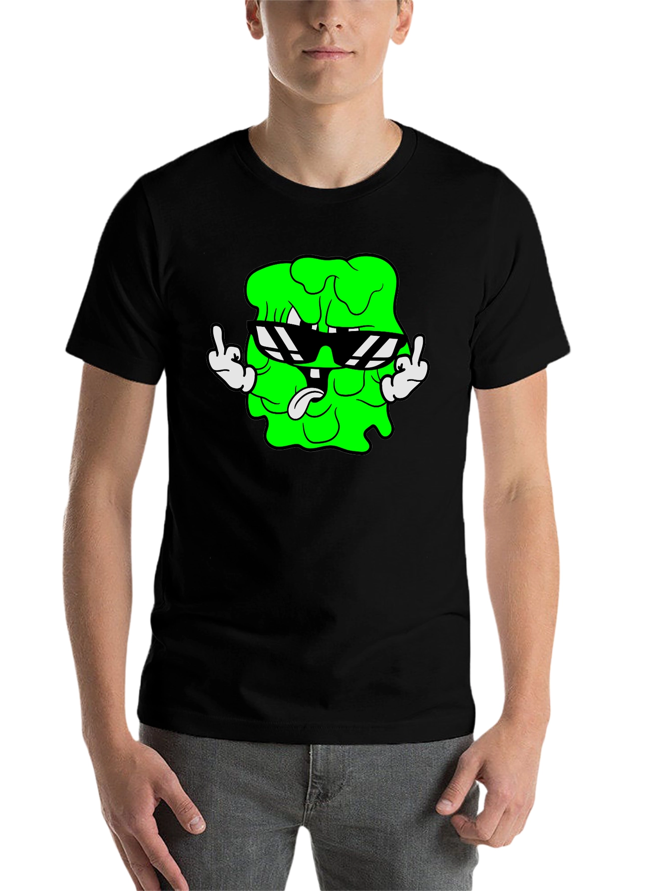 Black Cool Slime Cartoon Graphic Tee - Black view 7