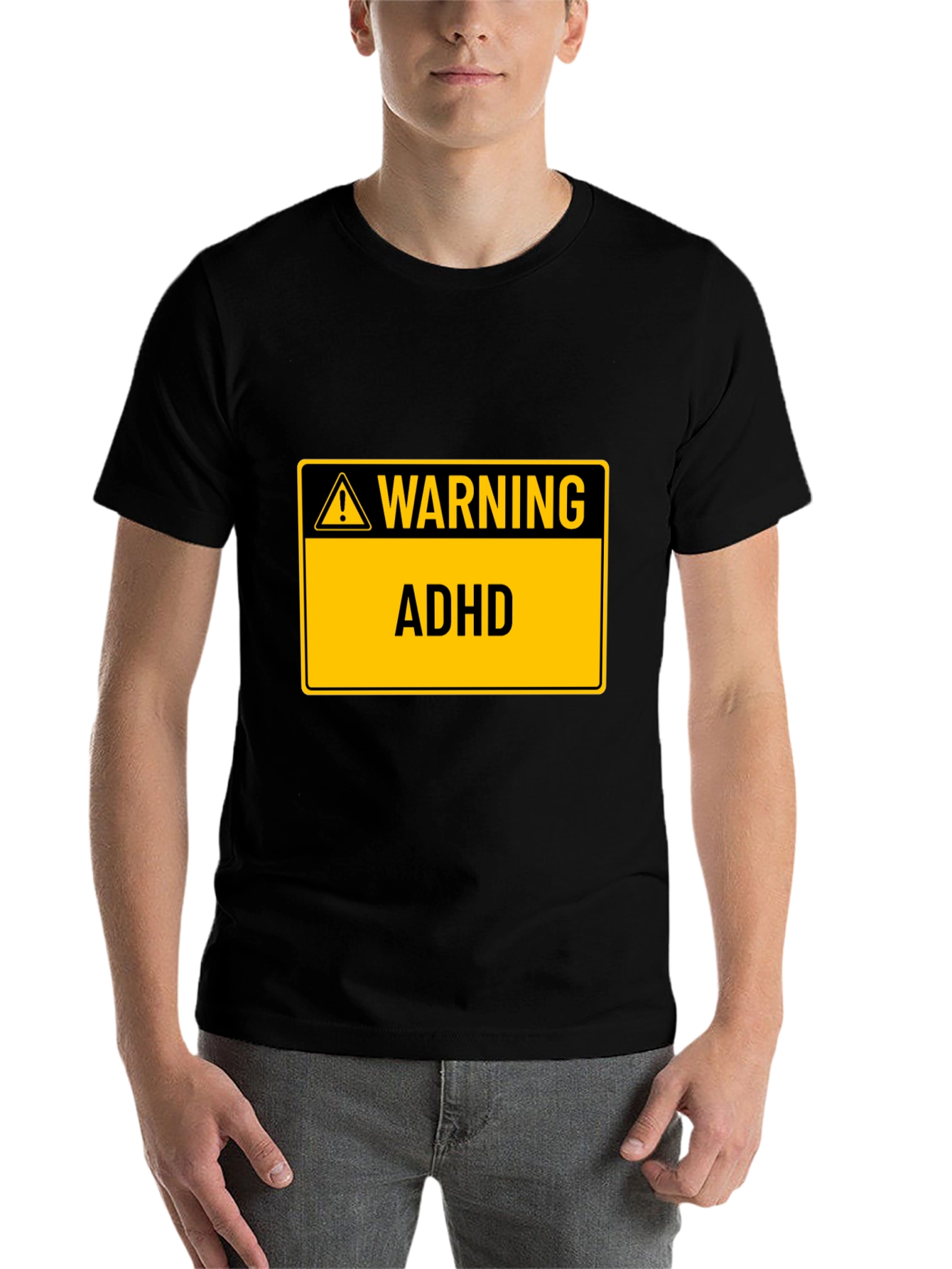 Black Warning ADHD Black T-Shirt view 7