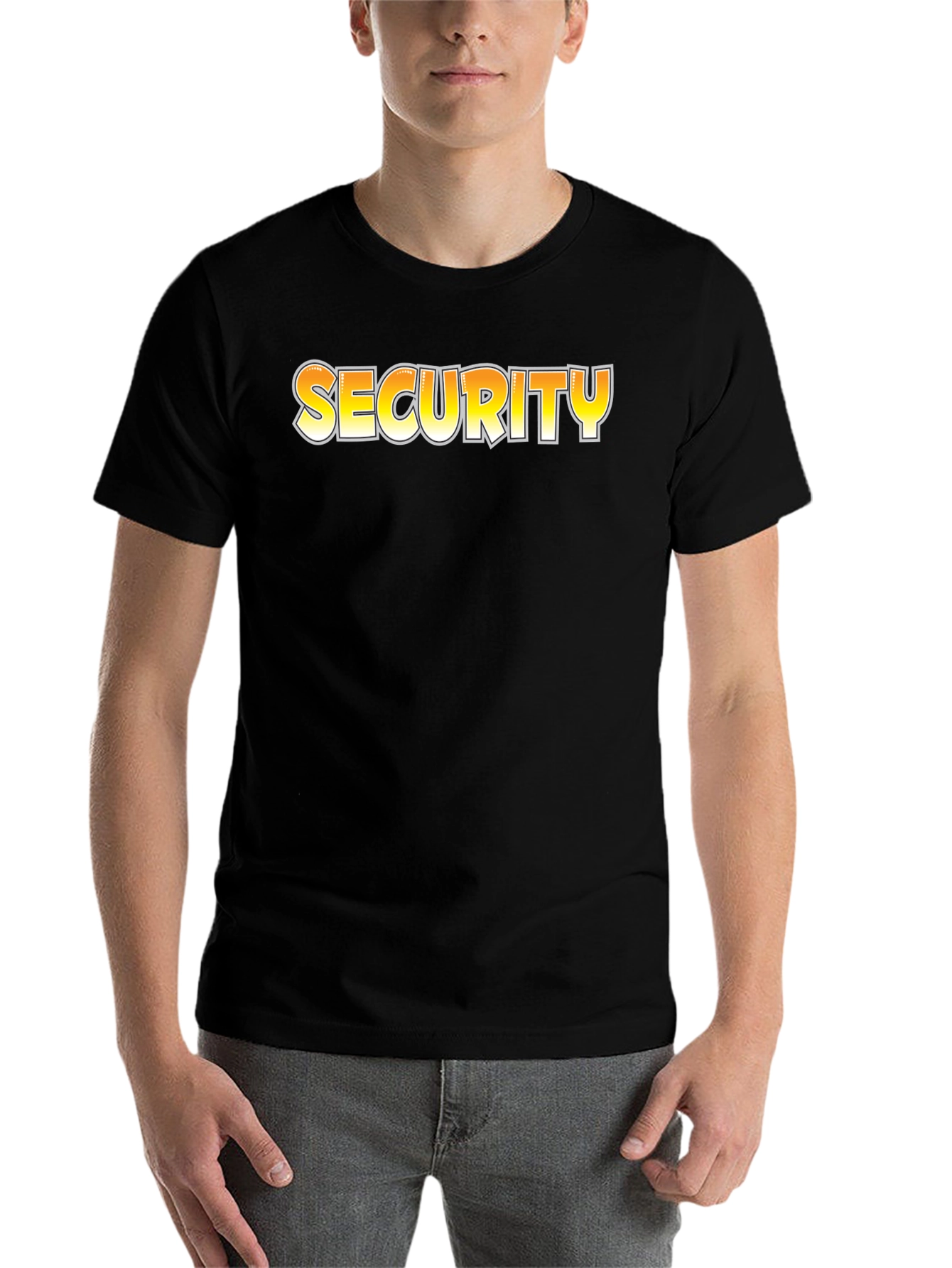 Black Security Graphic Tee - Men's Black Crew Neck T-Shirt view 7
