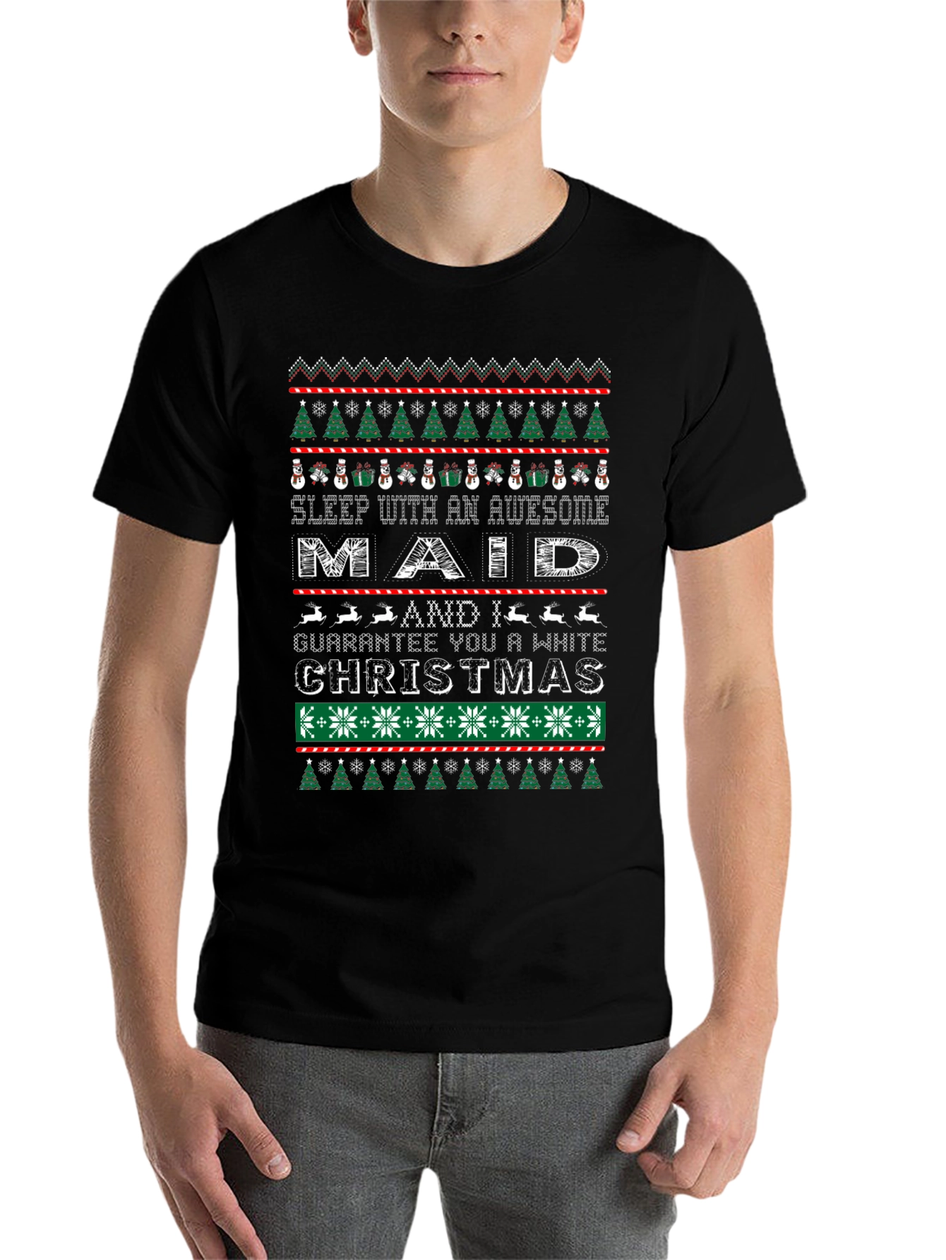Black Maid Christmas Ugly Sweater T-Shirt view 7