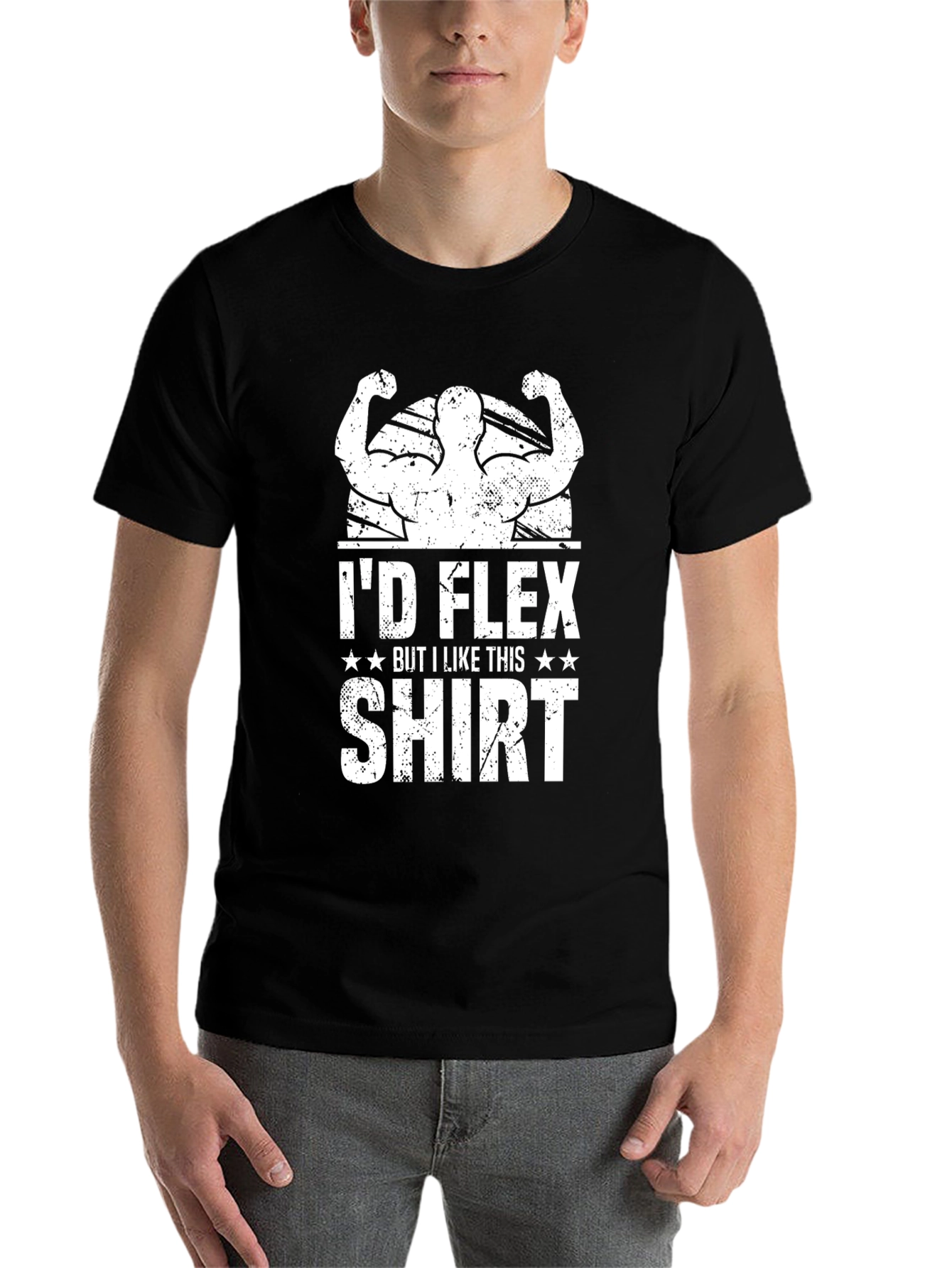 Black I'd Flex But I Like This Shirt Graphic Tee view 7