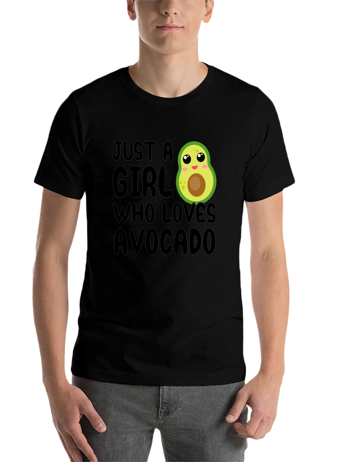 Black Just A Girl Who Loves Avocado T-Shirt view 7