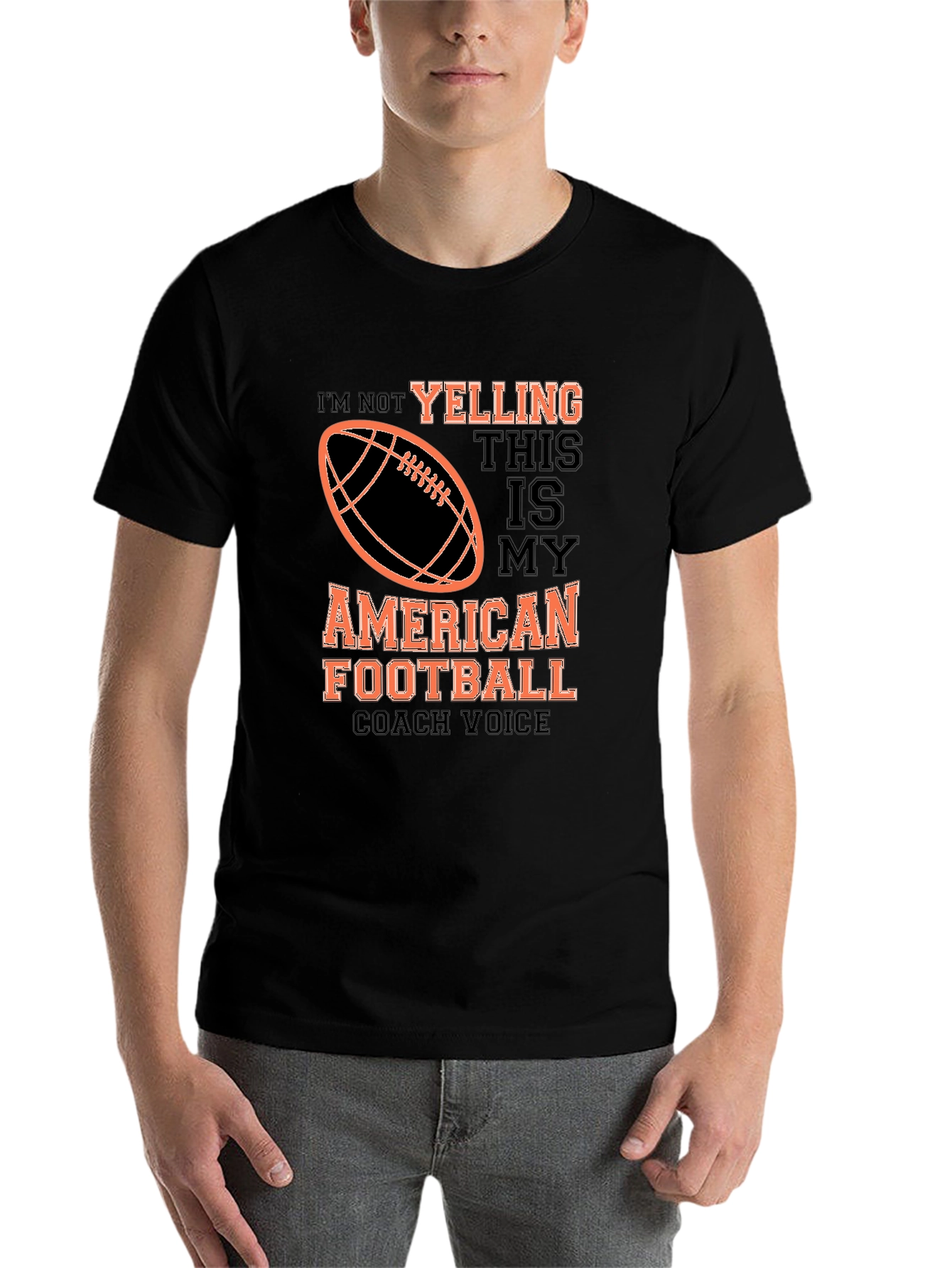 Black American Football Coach Voice Graphic Tee view 7
