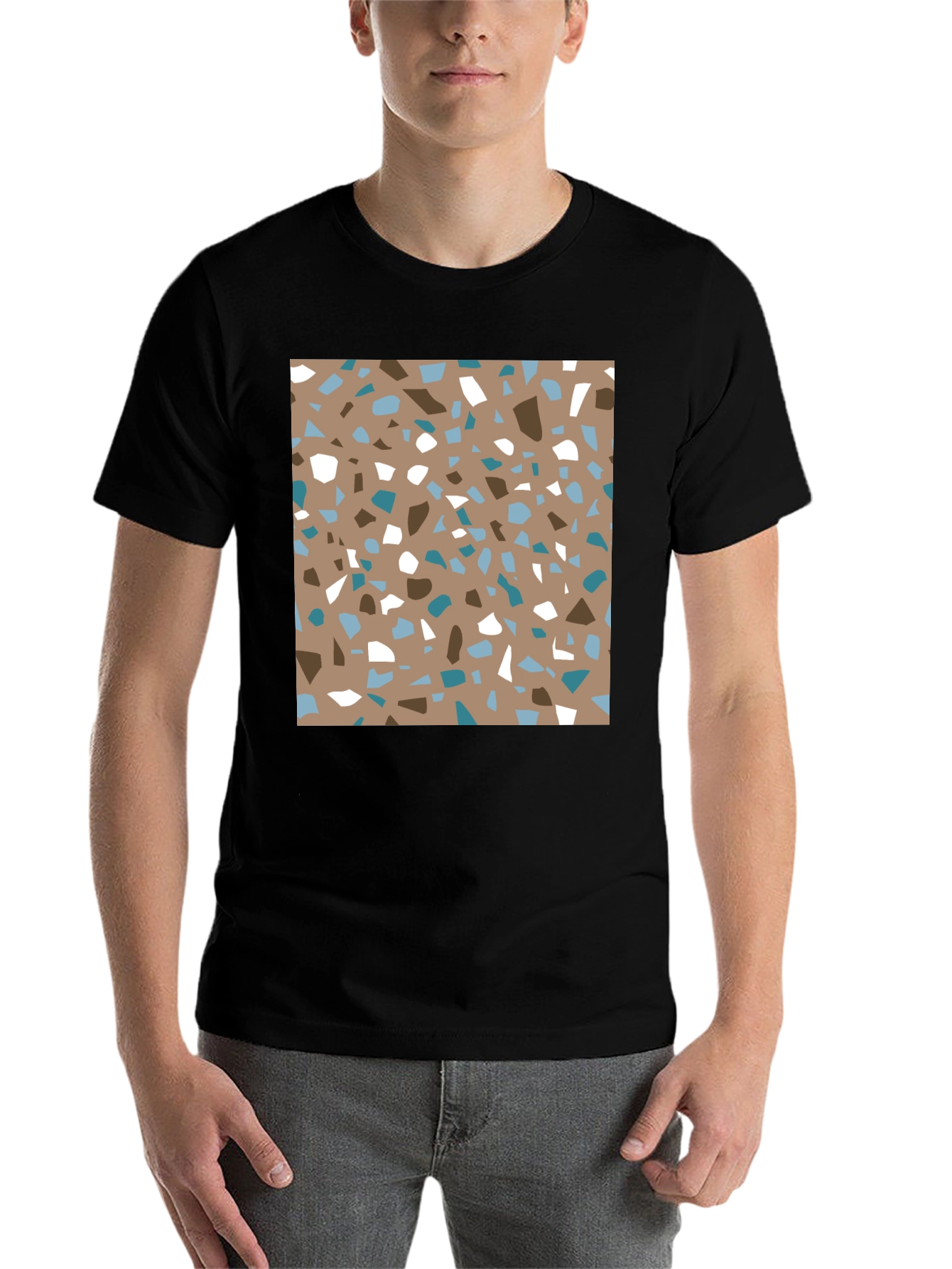 Black Terrazzo Print Tee - Modern Graphic Design T-Shirt view 7