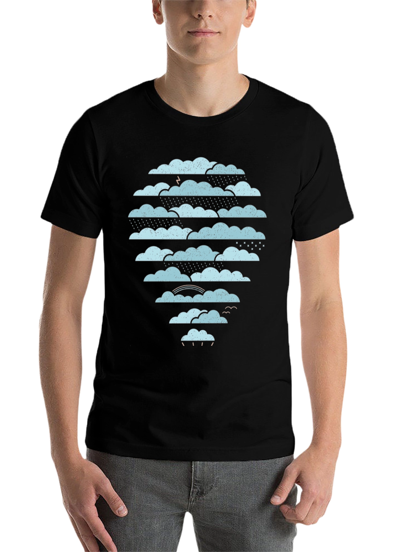 Black Cloudscape Graphic Tee - Weather Pattern Black T-Shirt view 7