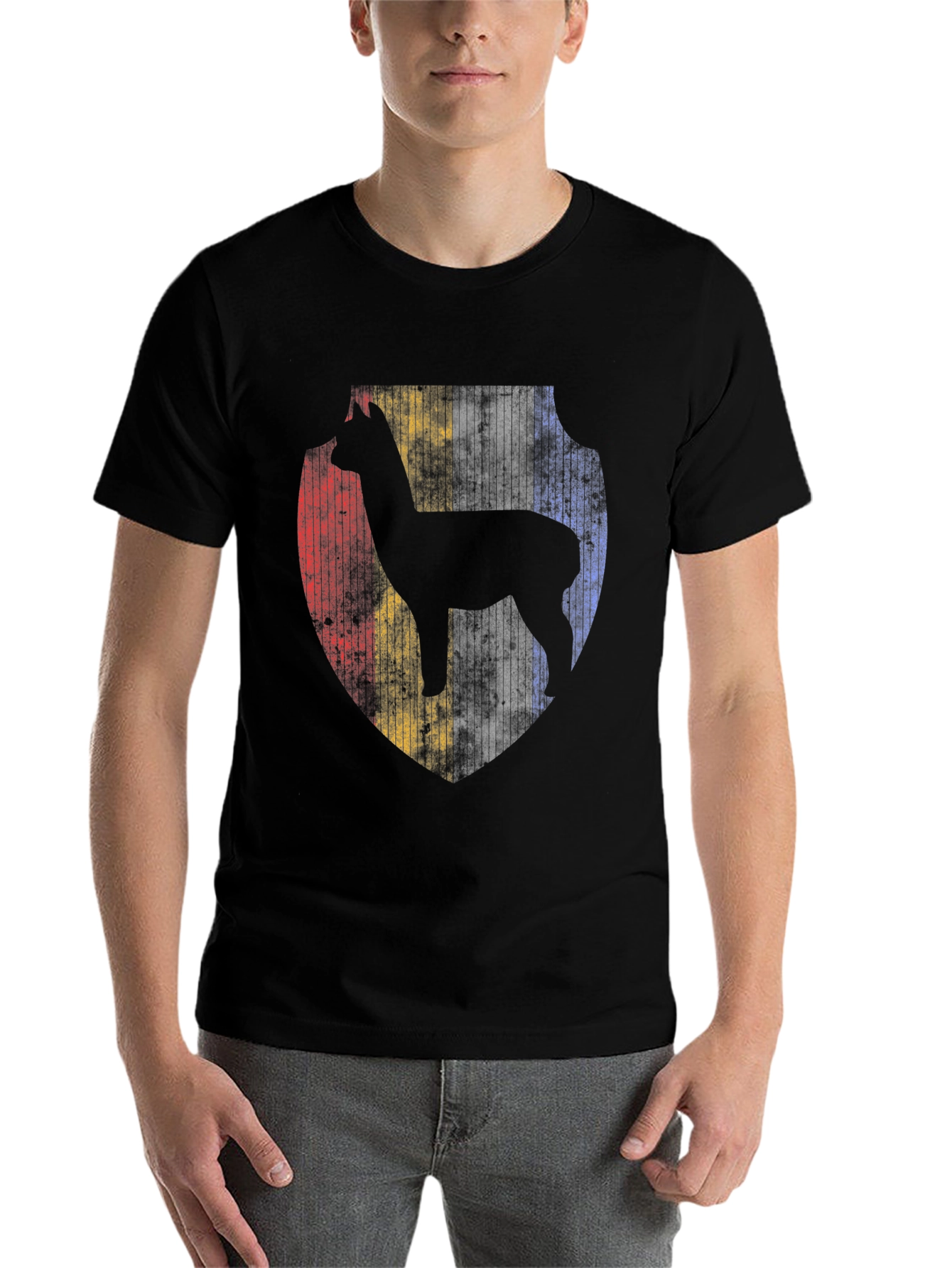 Alpaca Shield Graphic Tee - Men's Black T-Shirt - 7