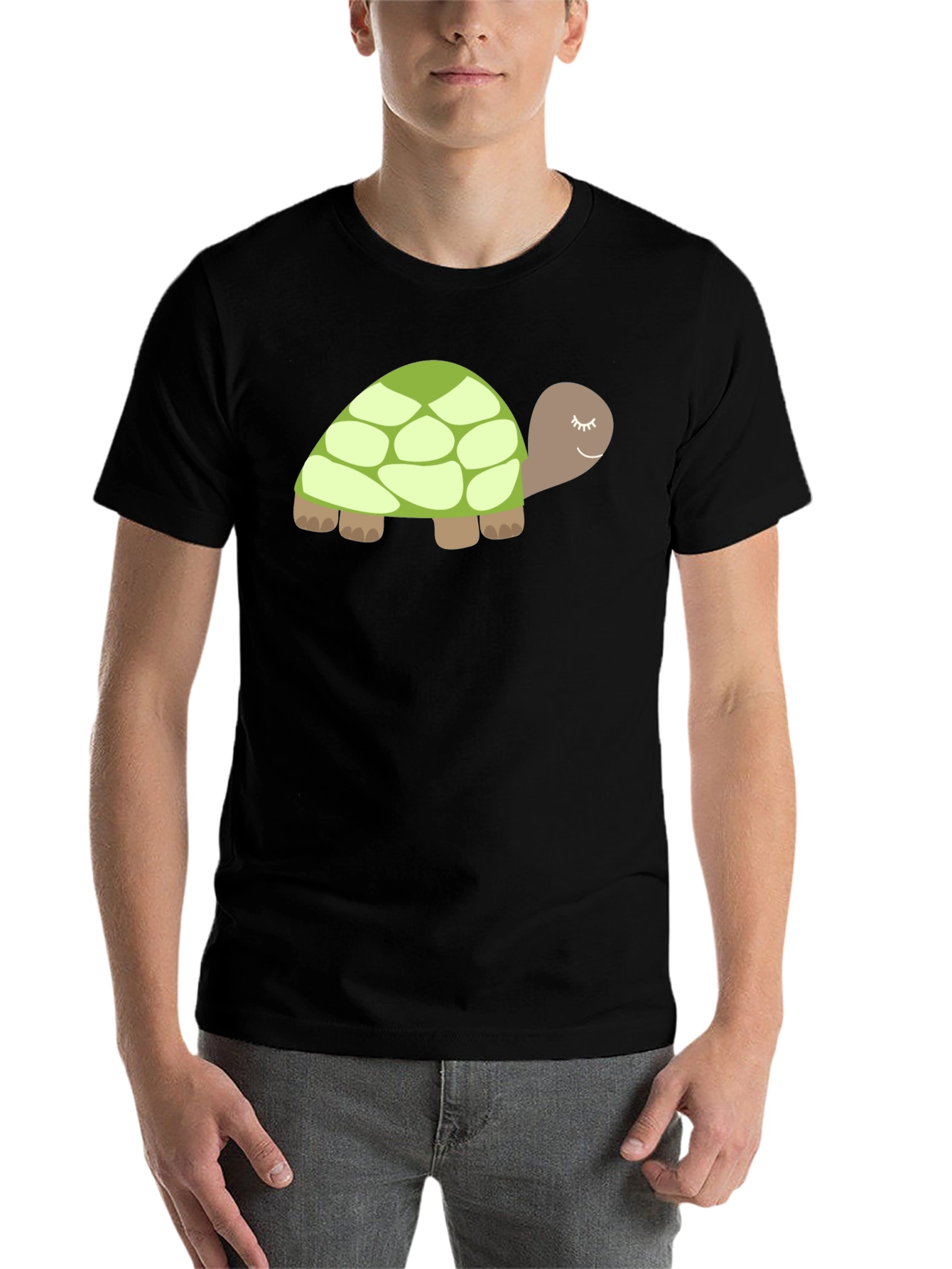 Black Cute Turtle Graphic Tee - Soft Black Cotton view 7