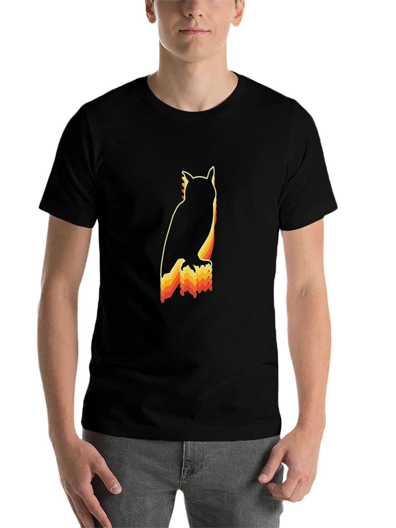 Black Retro Owl Graphic T-Shirt view 7