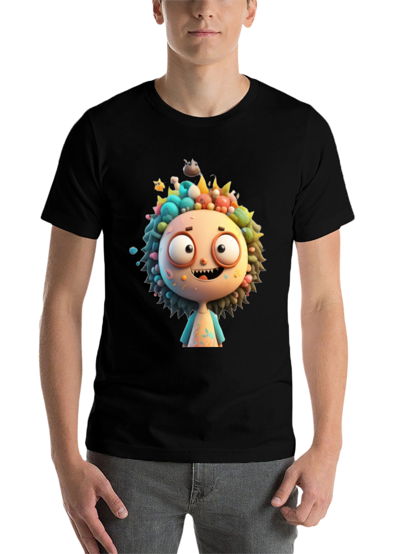 Black Cartoon Character Graphic Tee - Funky and Fun! view 7