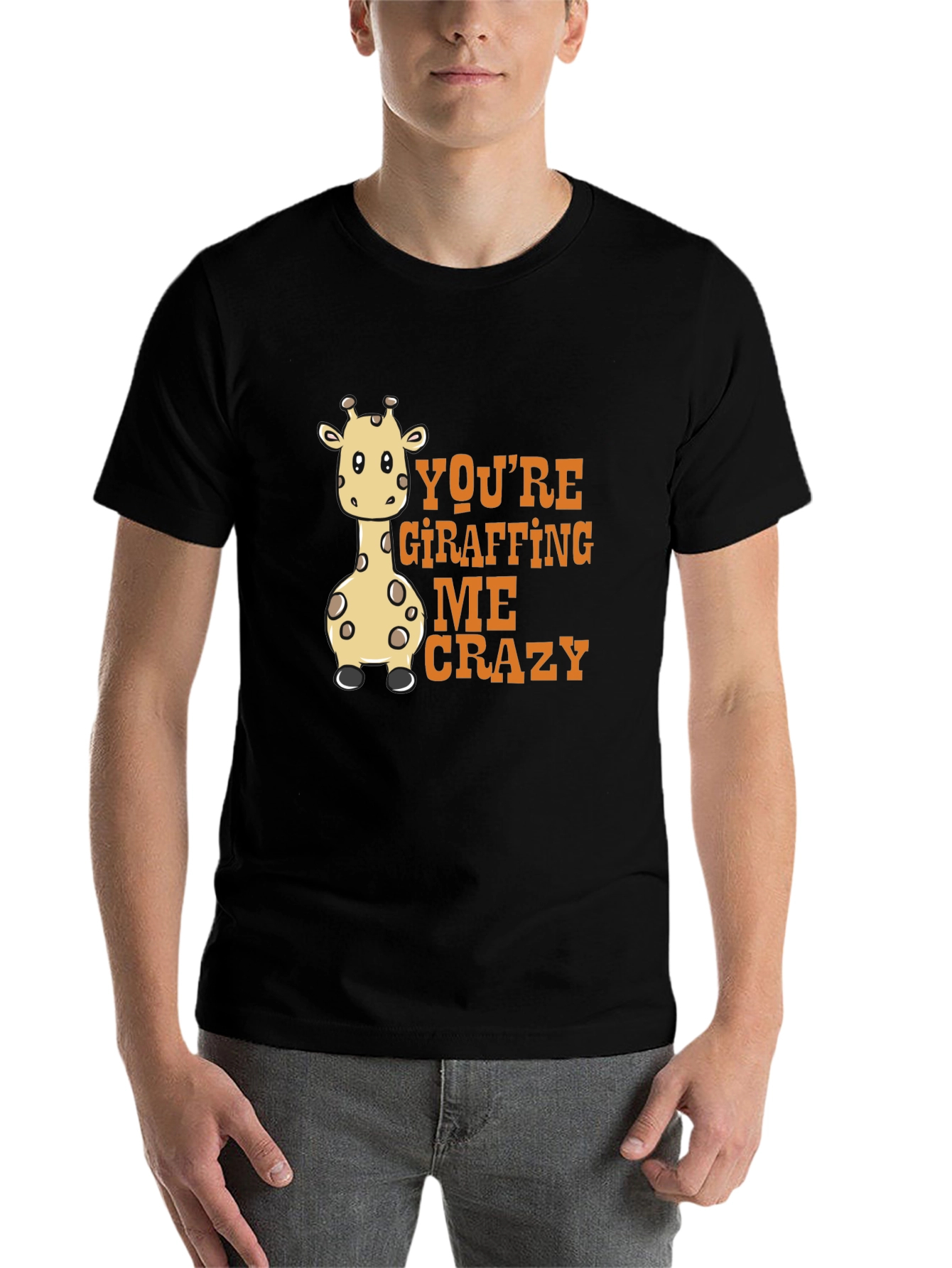 Black Giraffe Lover Tee - You're Giraffing Me Crazy view 7