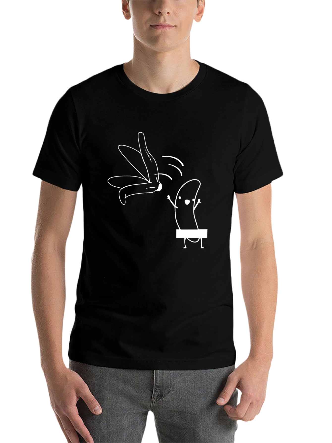 Black Funny Graphic Tee - Banana Stripper T-Shirt view 7