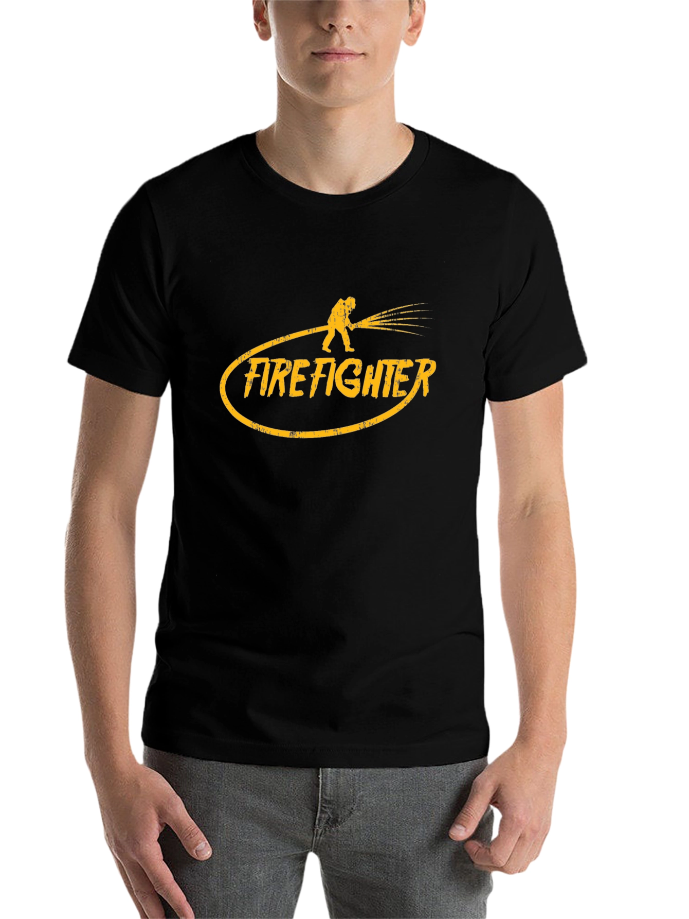 Firefighter Graphic T-Shirt - Black Cotton Tee - 7