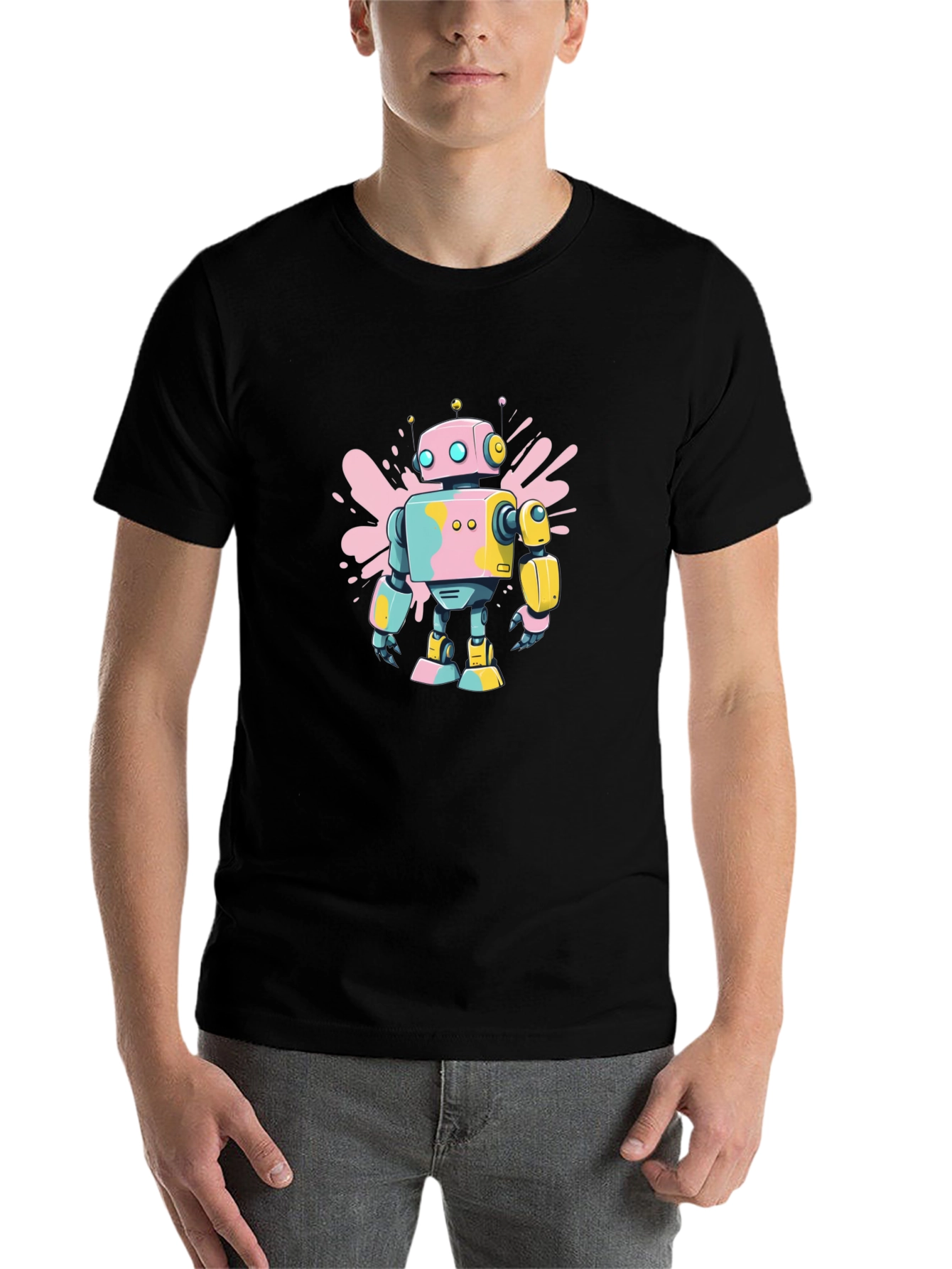 Black Retro Robot T-Shirt - Funky Design view 7