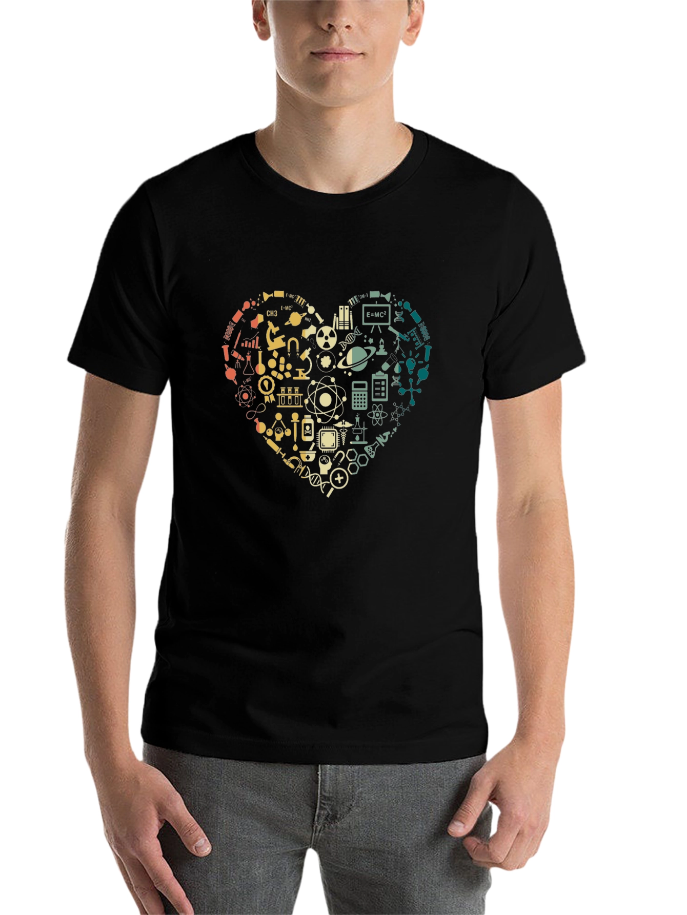 Black Science Lover Heart Graphic T-Shirt view 7
