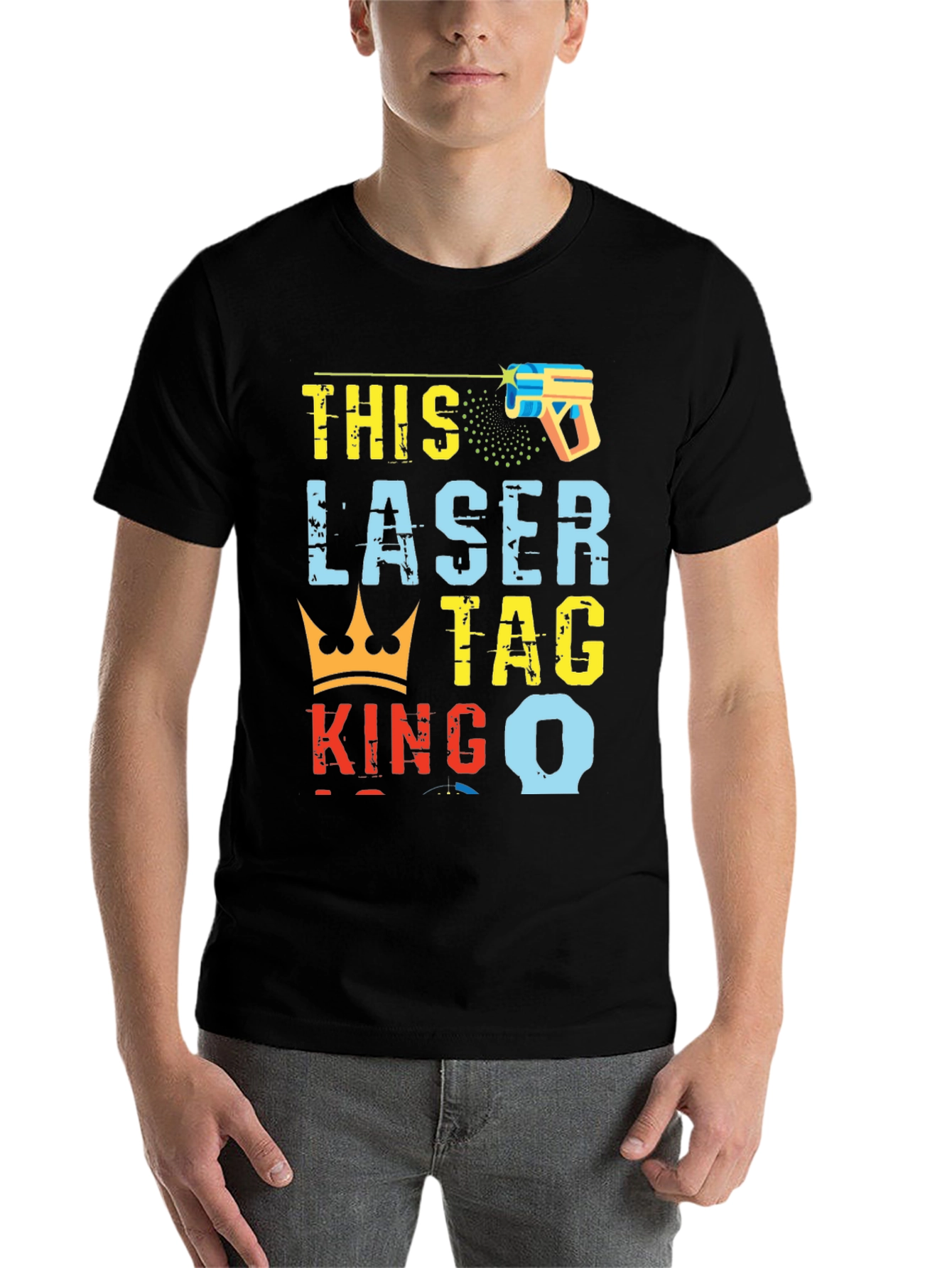 Black Laser Tag King T-Shirt - Unique Graphic Tee view 7