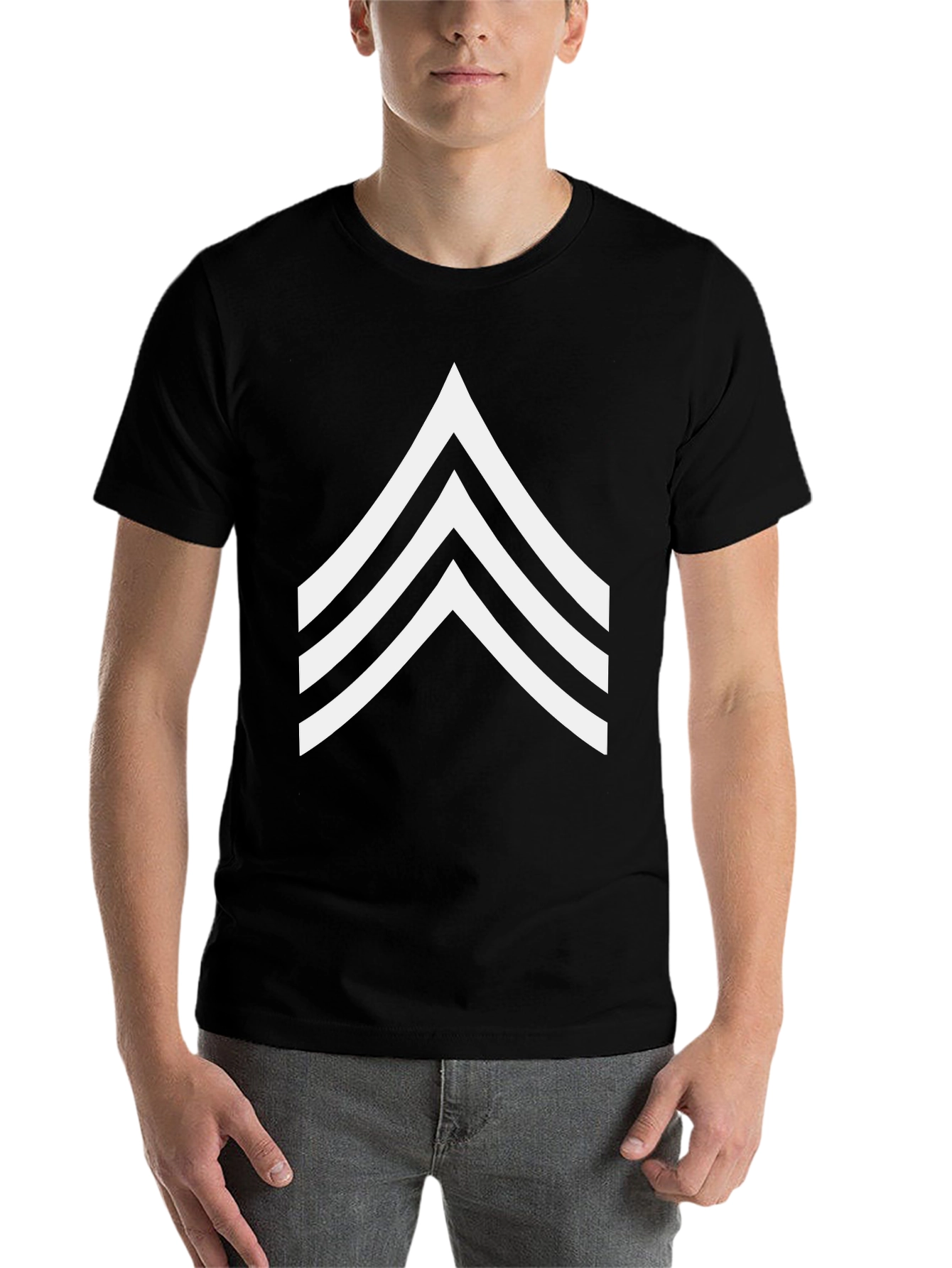 Black Sergeant Stripes Graphic Tee - Military Style Shirt view 7